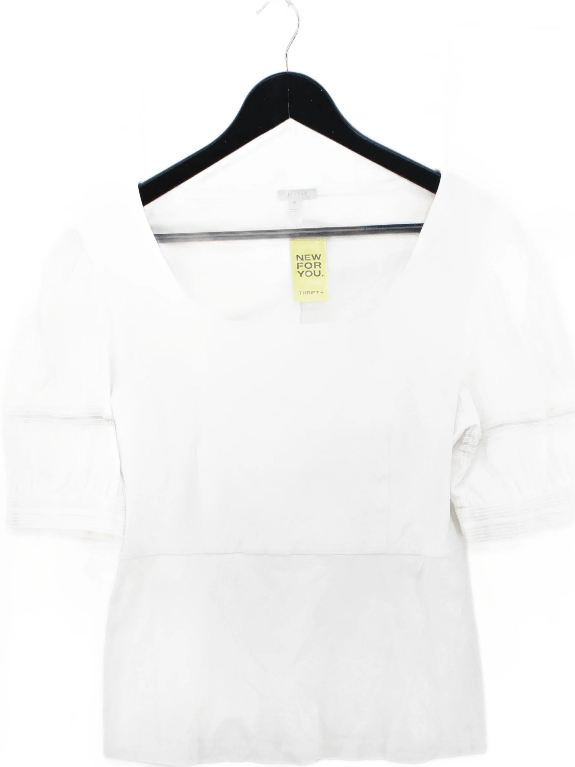 Jigsaw Women's Top M White Cotton with Polyester, Polyamide, Elastane Basic