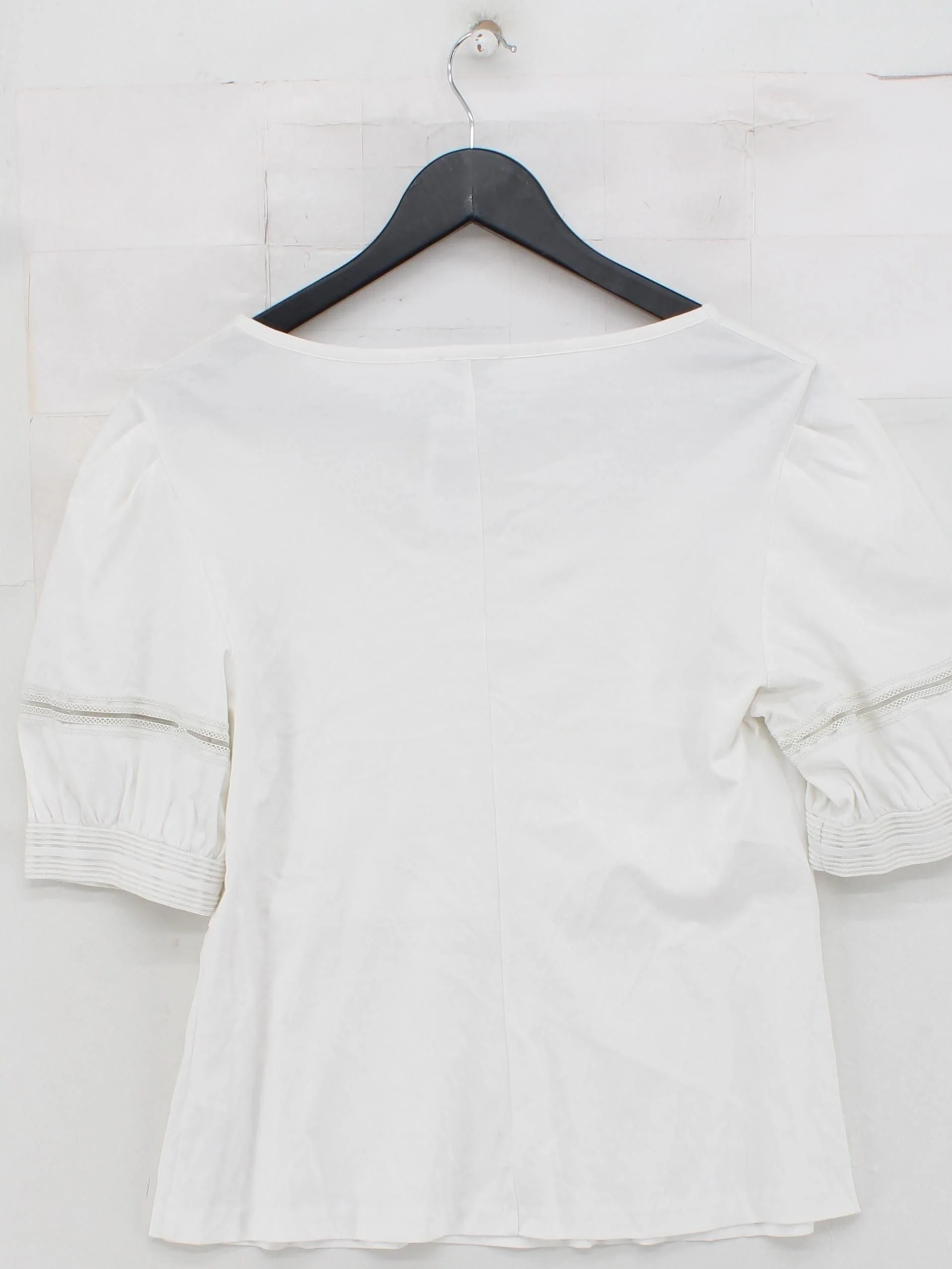 Jigsaw Women's Top M White Cotton with Polyester, Polyamide, Elastane Basic - Image 2