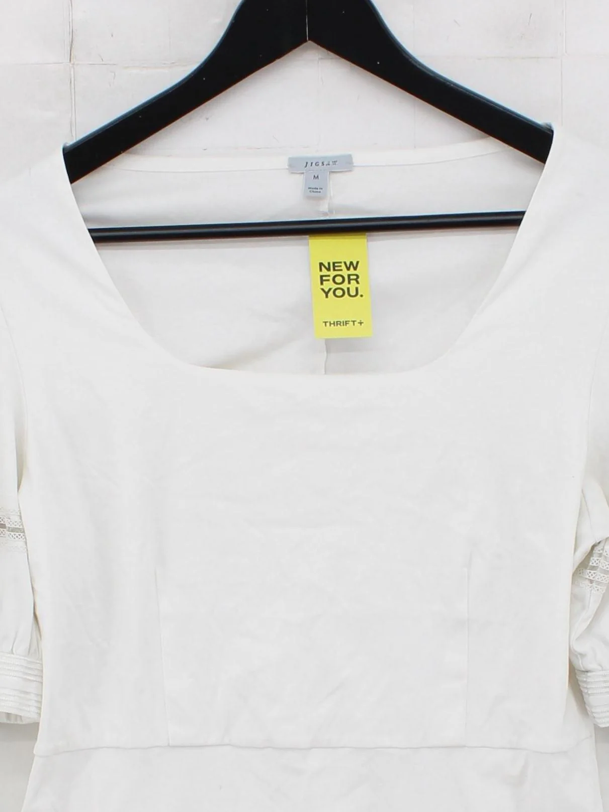 Jigsaw Women's Top M White Cotton with Polyester, Polyamide, Elastane Basic - Image 3