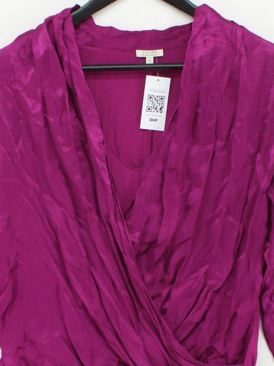 Jigsaw Women's Top S Pink Viscose with Elastane Long Sleeve Round Neck Basic - Image 3