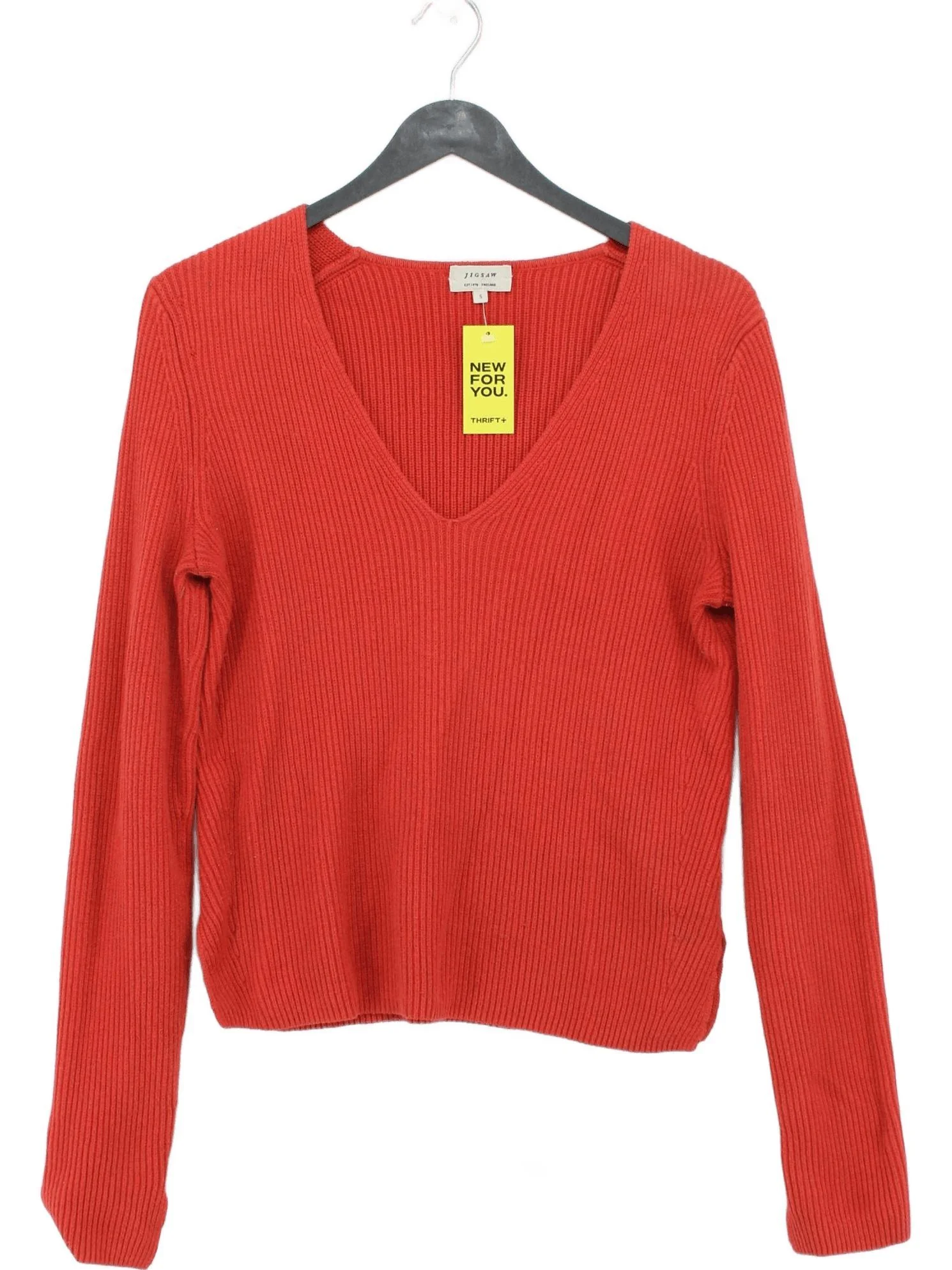 Jigsaw Women's Top S Red Wool with Polyamide Long Sleeve V-Neck Basic