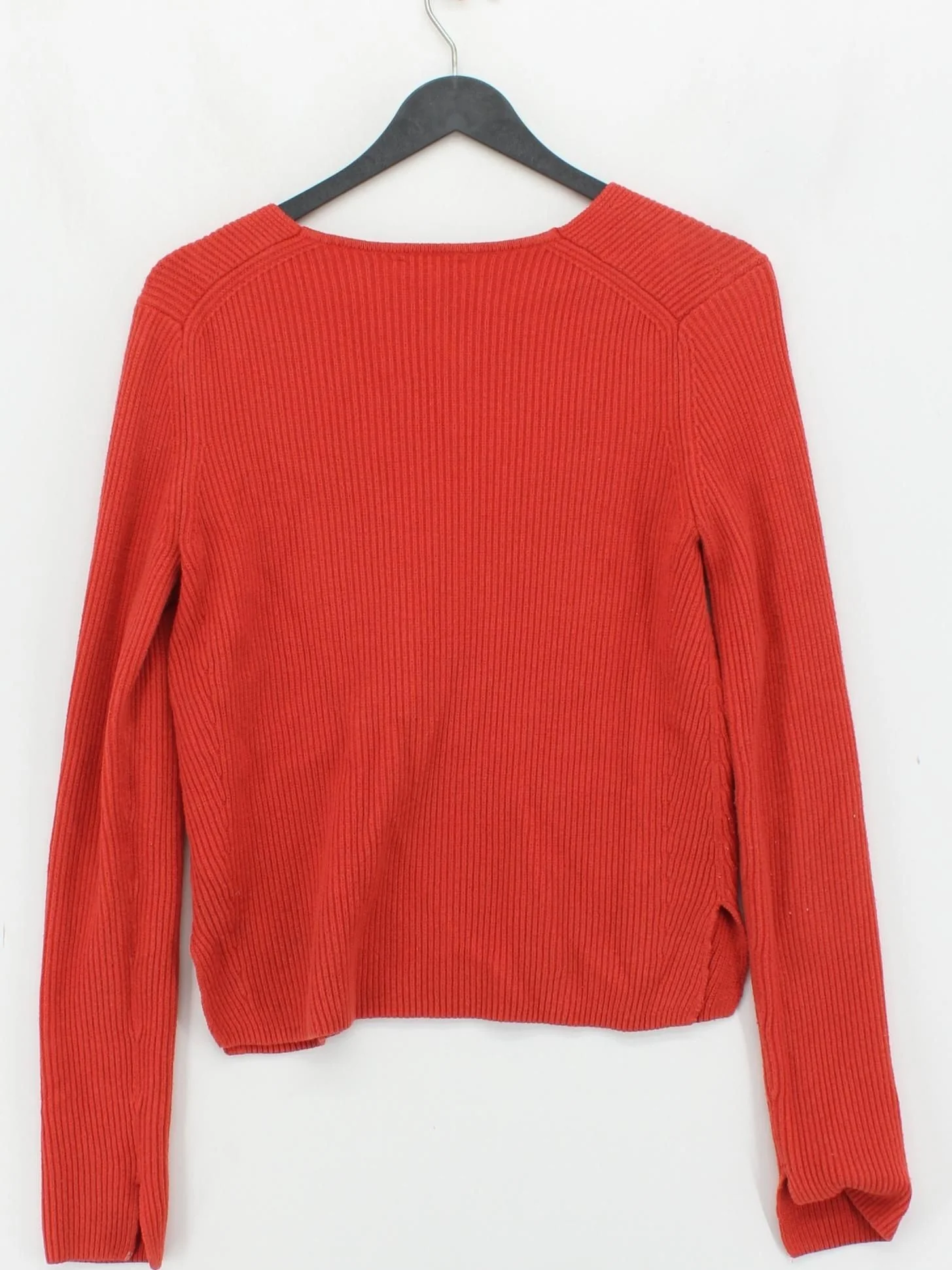 Jigsaw Women's Top S Red Wool with Polyamide Long Sleeve V-Neck Basic - Image 2