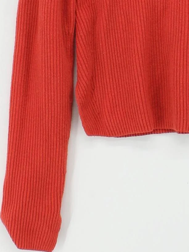 Jigsaw Women's Top S Red Wool with Polyamide Long Sleeve V-Neck Basic - Image 4