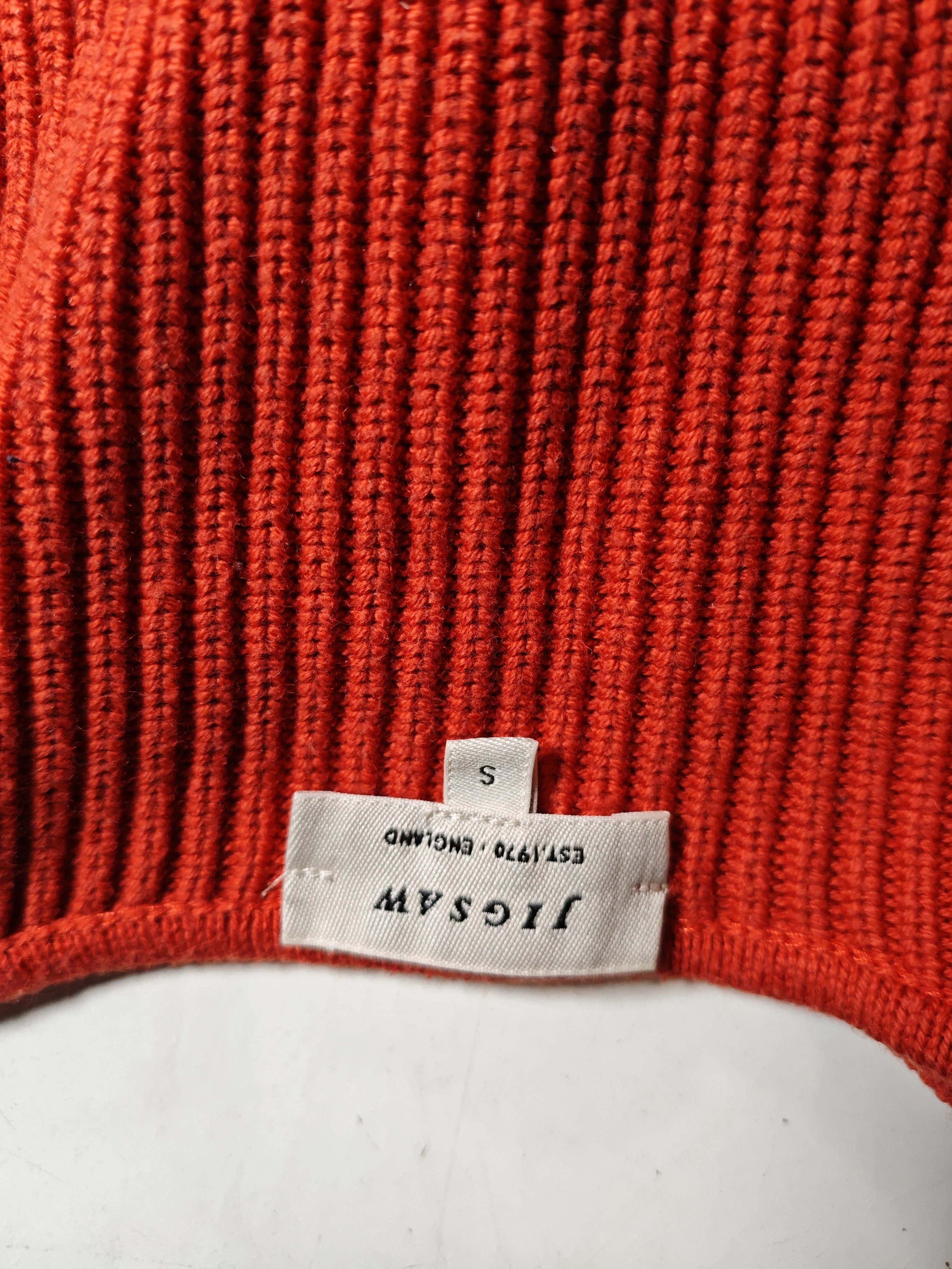 Jigsaw Women's Top S Red Wool with Polyamide Long Sleeve V-Neck Basic - Image 5