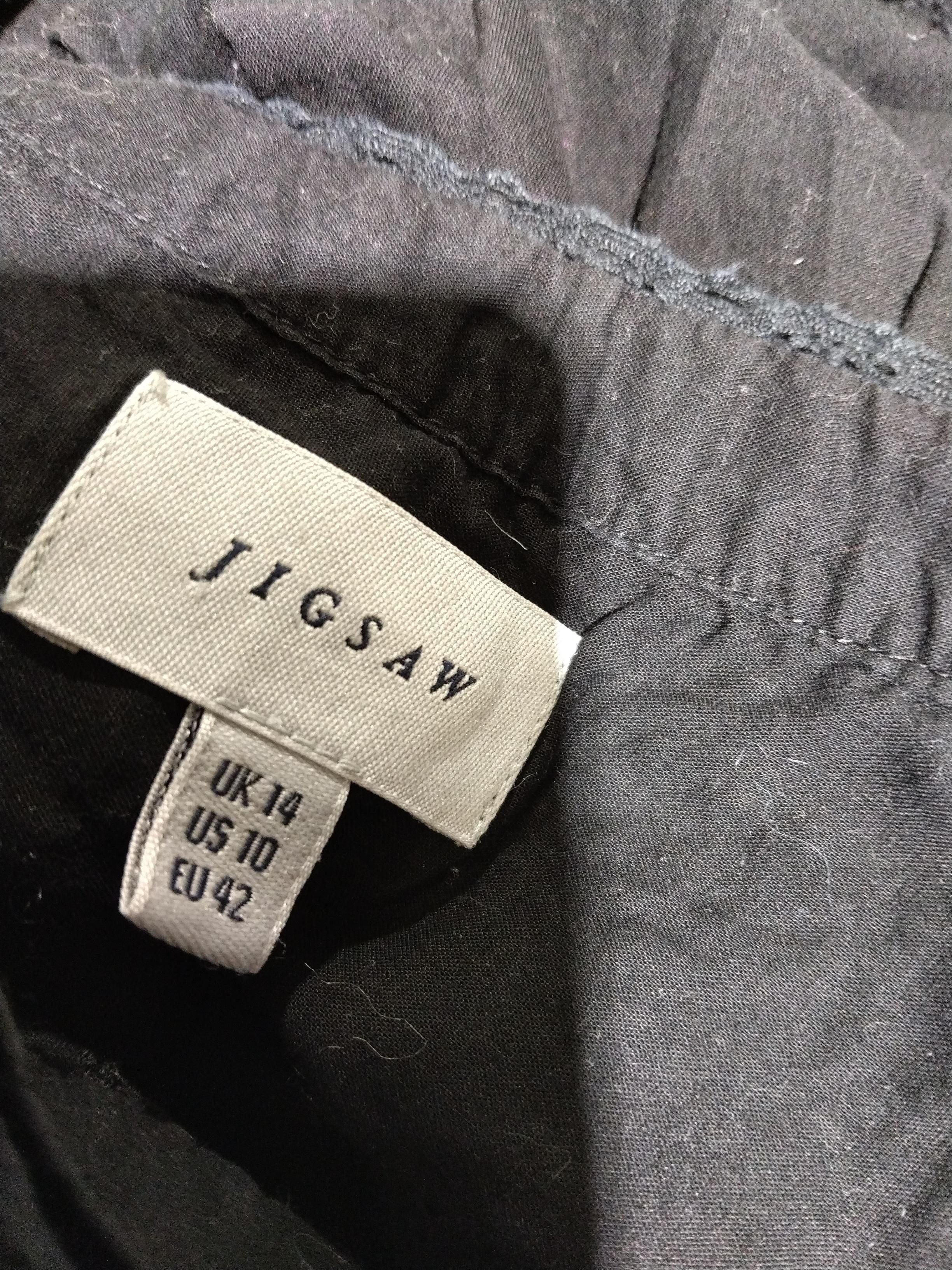 Jigsaw Women's Top UK 14 Black Cotton with Polyester Short Sleeve Collared Basic - Image 5