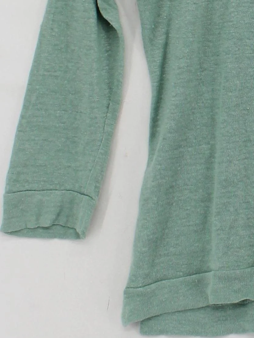 Jigsaw Women's Top XS Green 100% Linen 3/4 Sleeve Round Neck Basic - Image 4