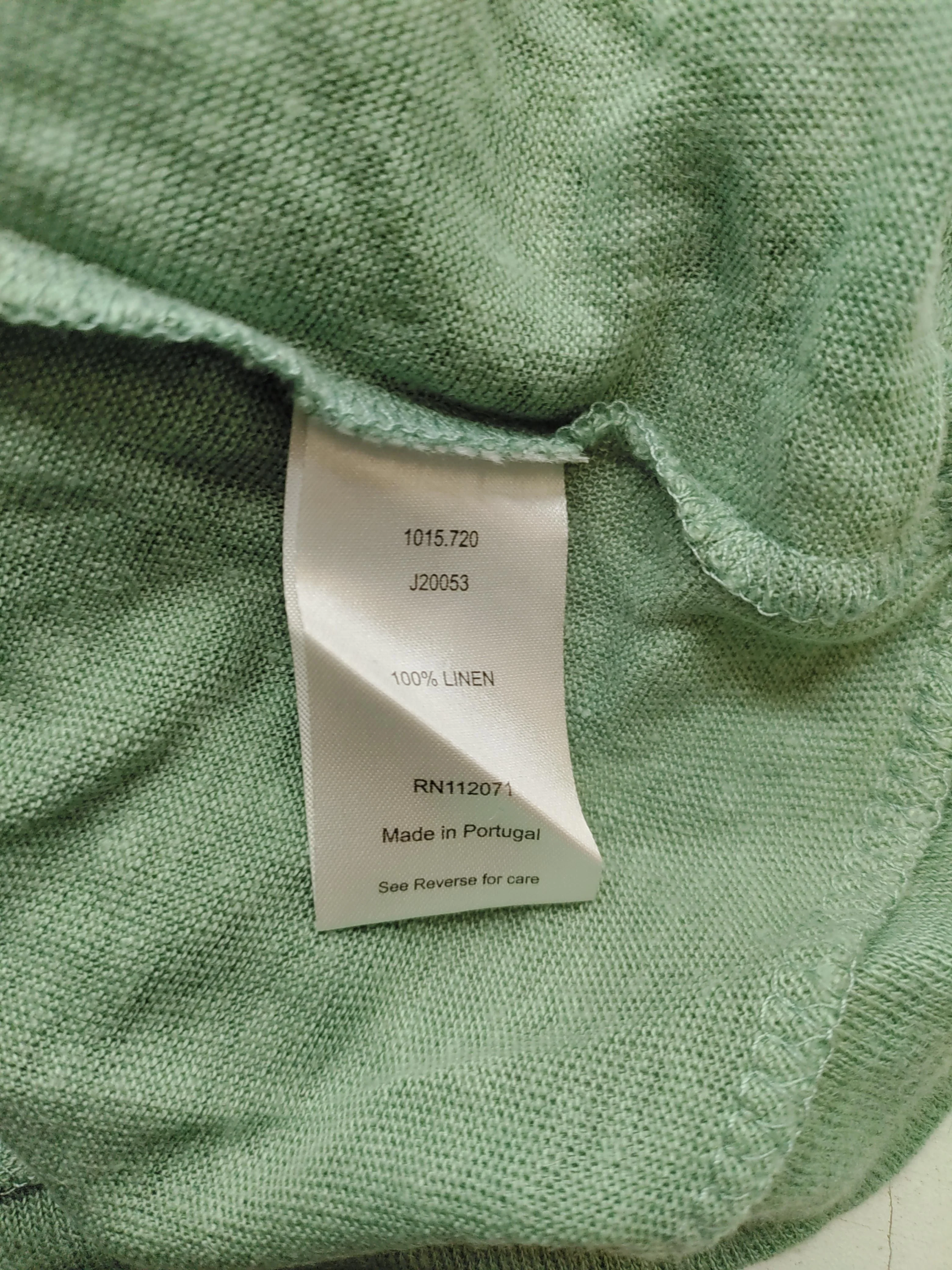 Jigsaw Women's Top XS Green 100% Linen 3/4 Sleeve Round Neck Basic - Image 6