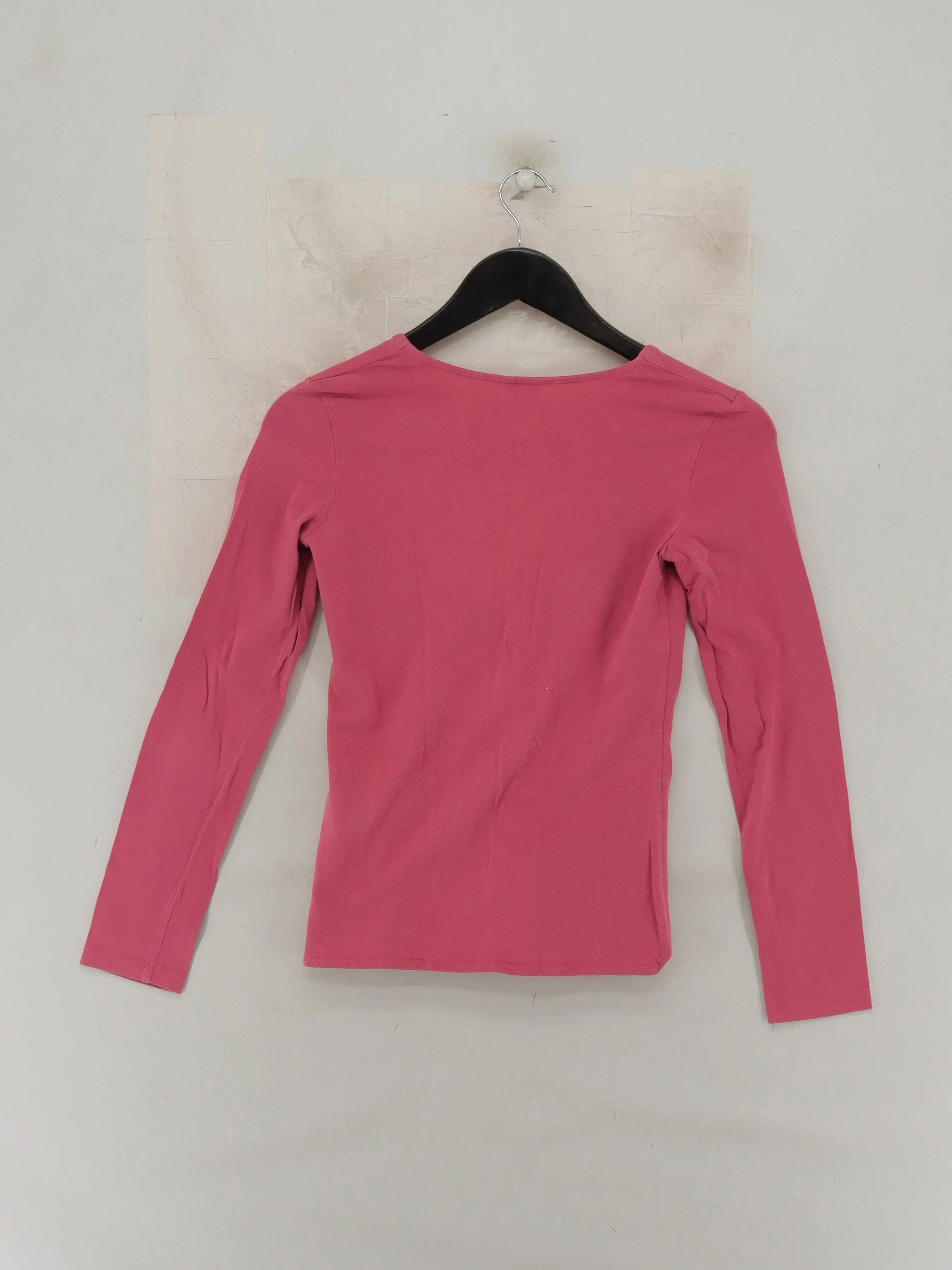 Jigsaw Women's Top XS Pink Cotton with Elastane Long Sleeve Round Neck Basic - Image 2