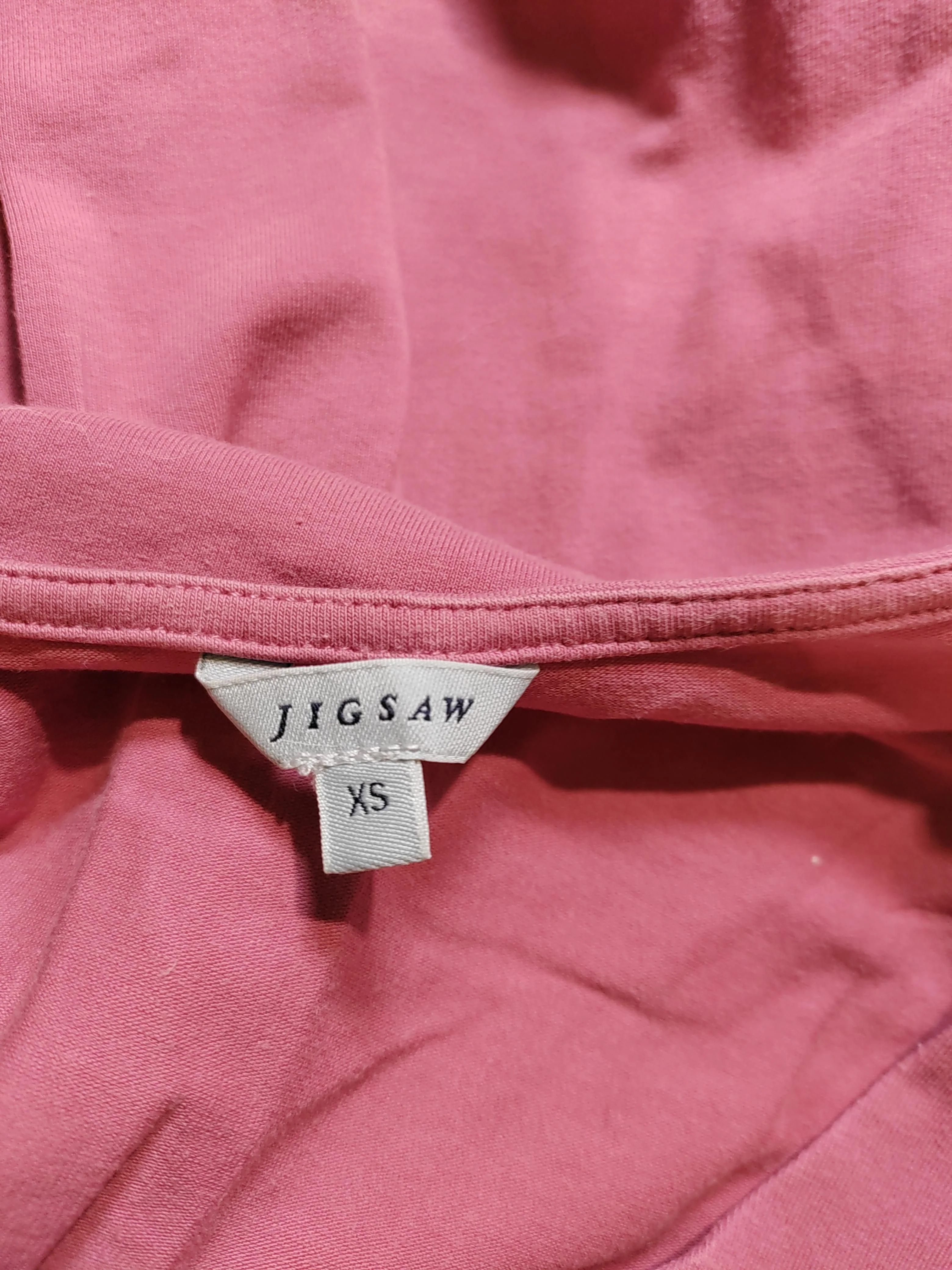 Jigsaw Women's Top XS Pink Cotton with Elastane Long Sleeve Round Neck Basic - Image 5