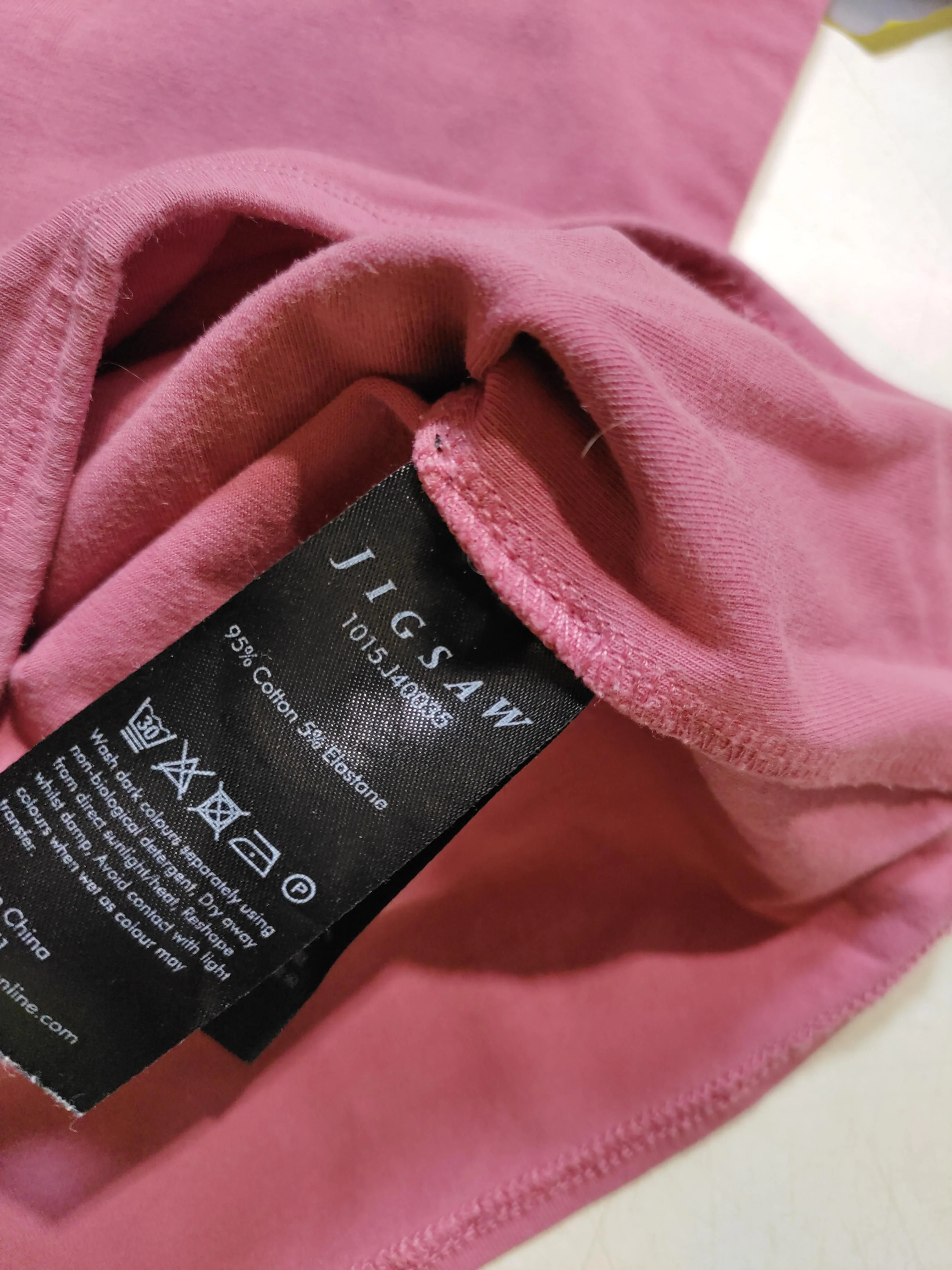 Jigsaw Women's Top XS Pink Cotton with Elastane Long Sleeve Round Neck Basic - Image 6