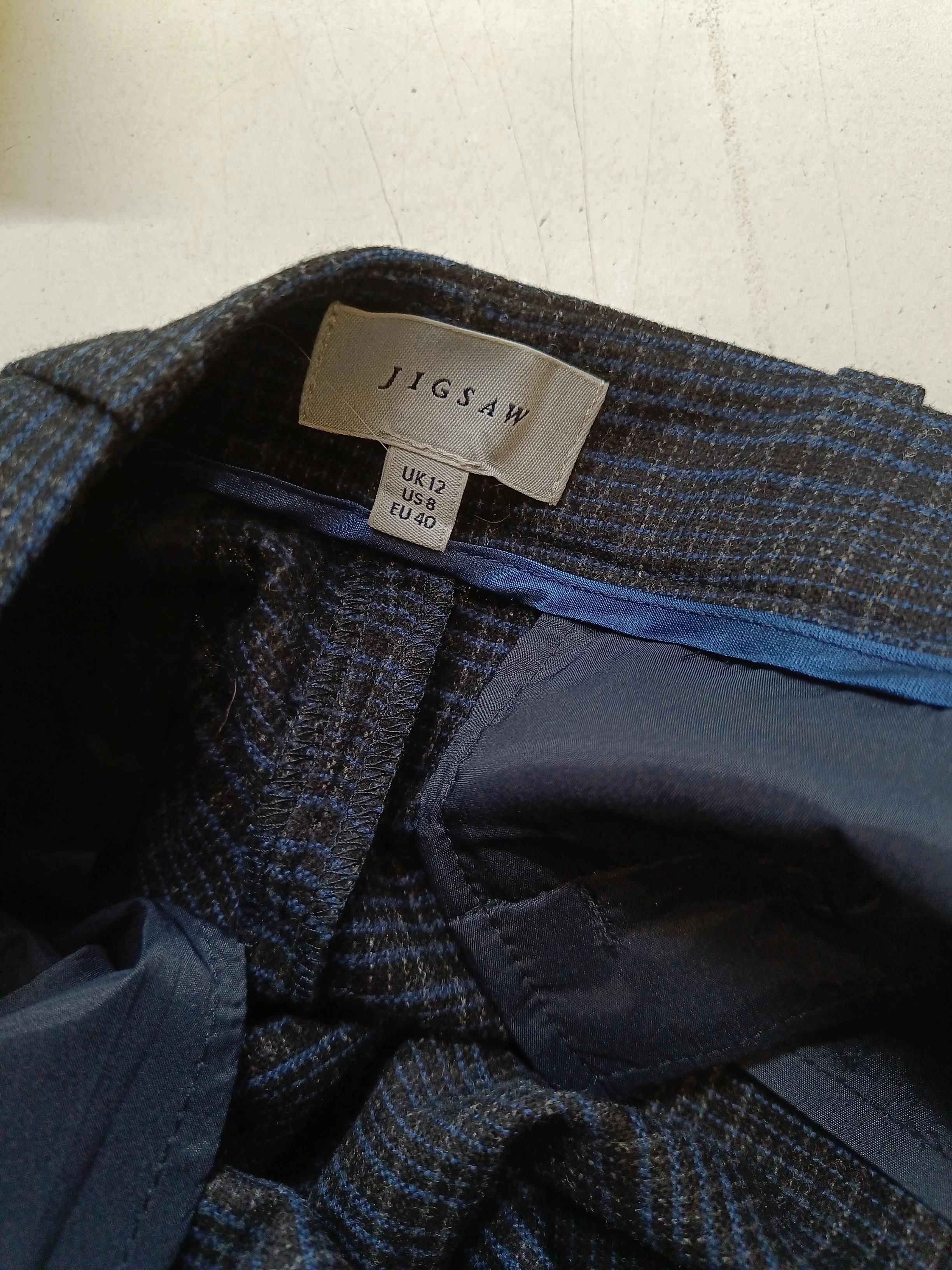 Jigsaw Women's Trousers M Blue Wool with Polyester, Elastane Chino - Image 5