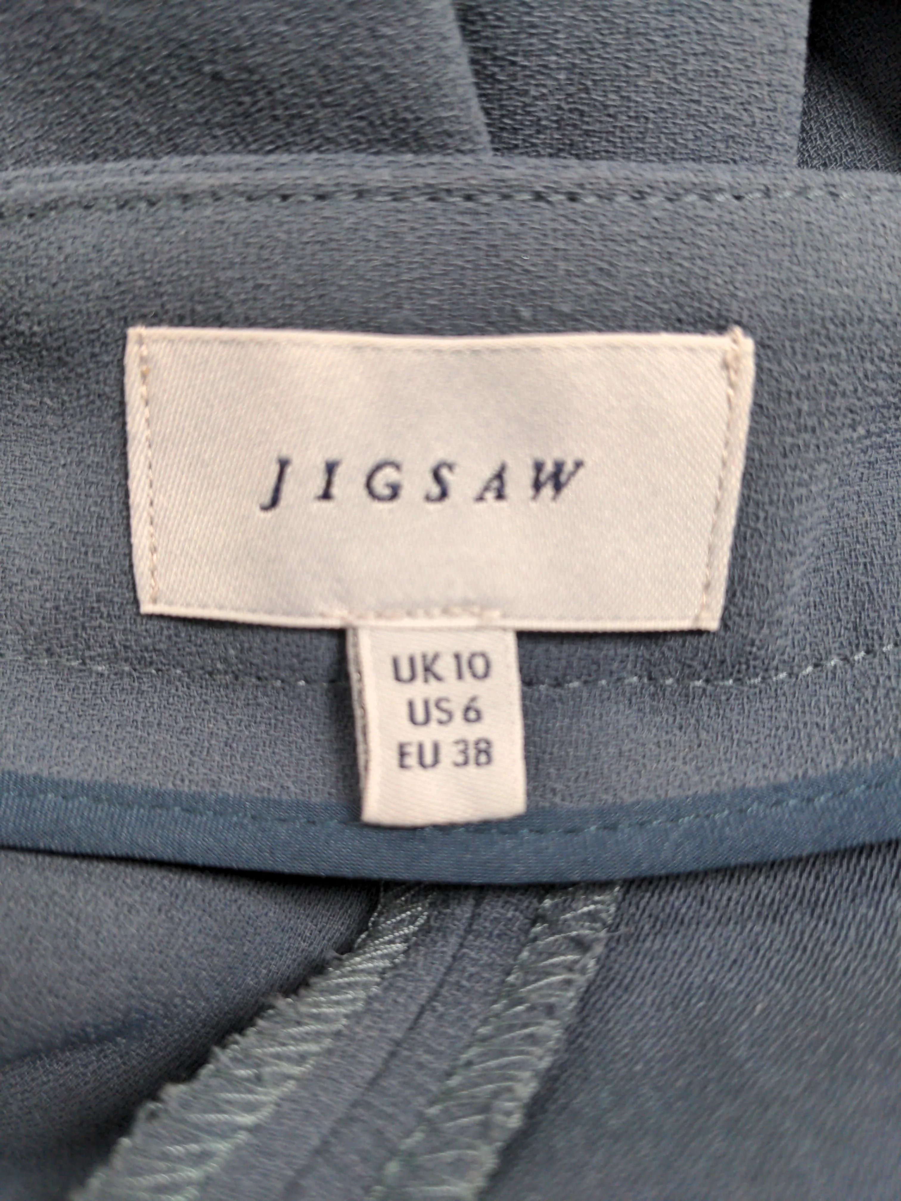 Jigsaw Women's Trousers UK 10 Blue 100% Polyester Wide-Leg Chino - Image 7
