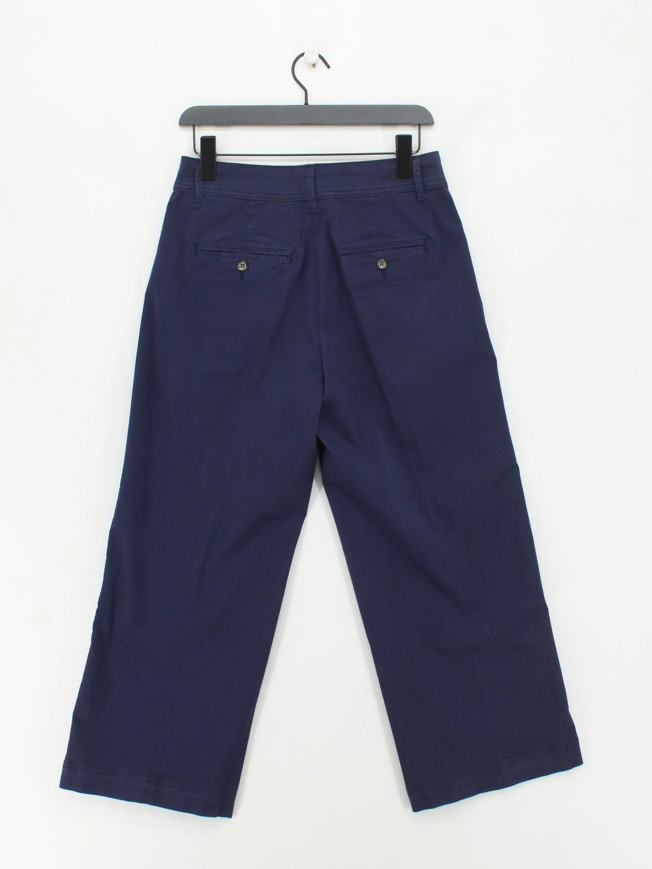 Jigsaw Women's Trousers UK 10 Blue Cotton with Elastane Wide-Leg Cropped - Image 2