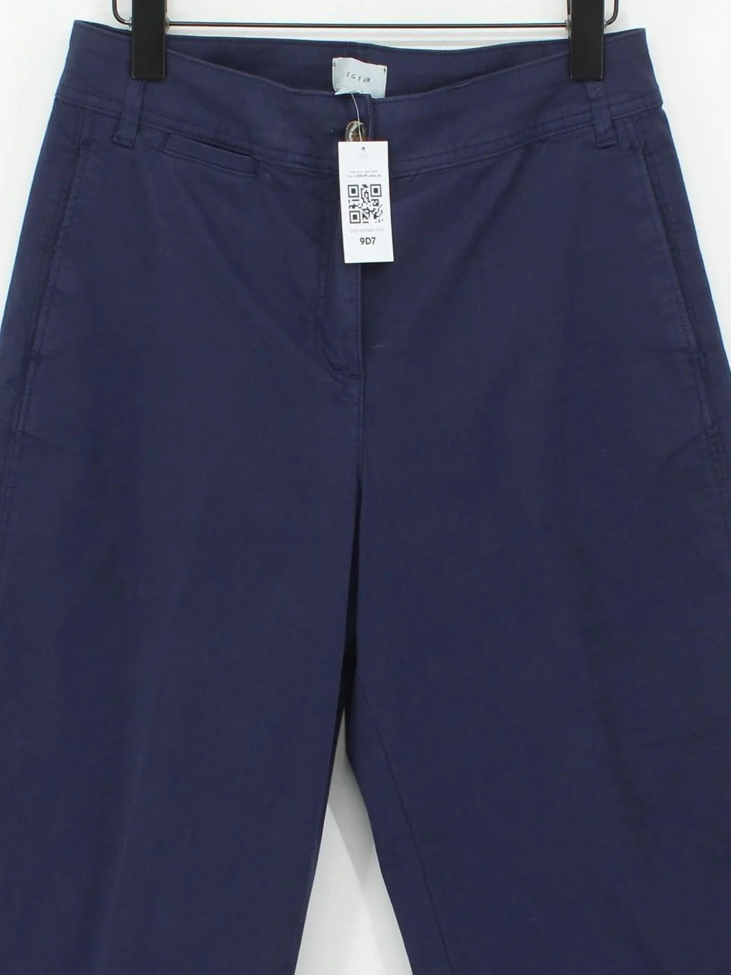 Jigsaw Women's Trousers UK 10 Blue Cotton with Elastane Wide-Leg Cropped - Image 3