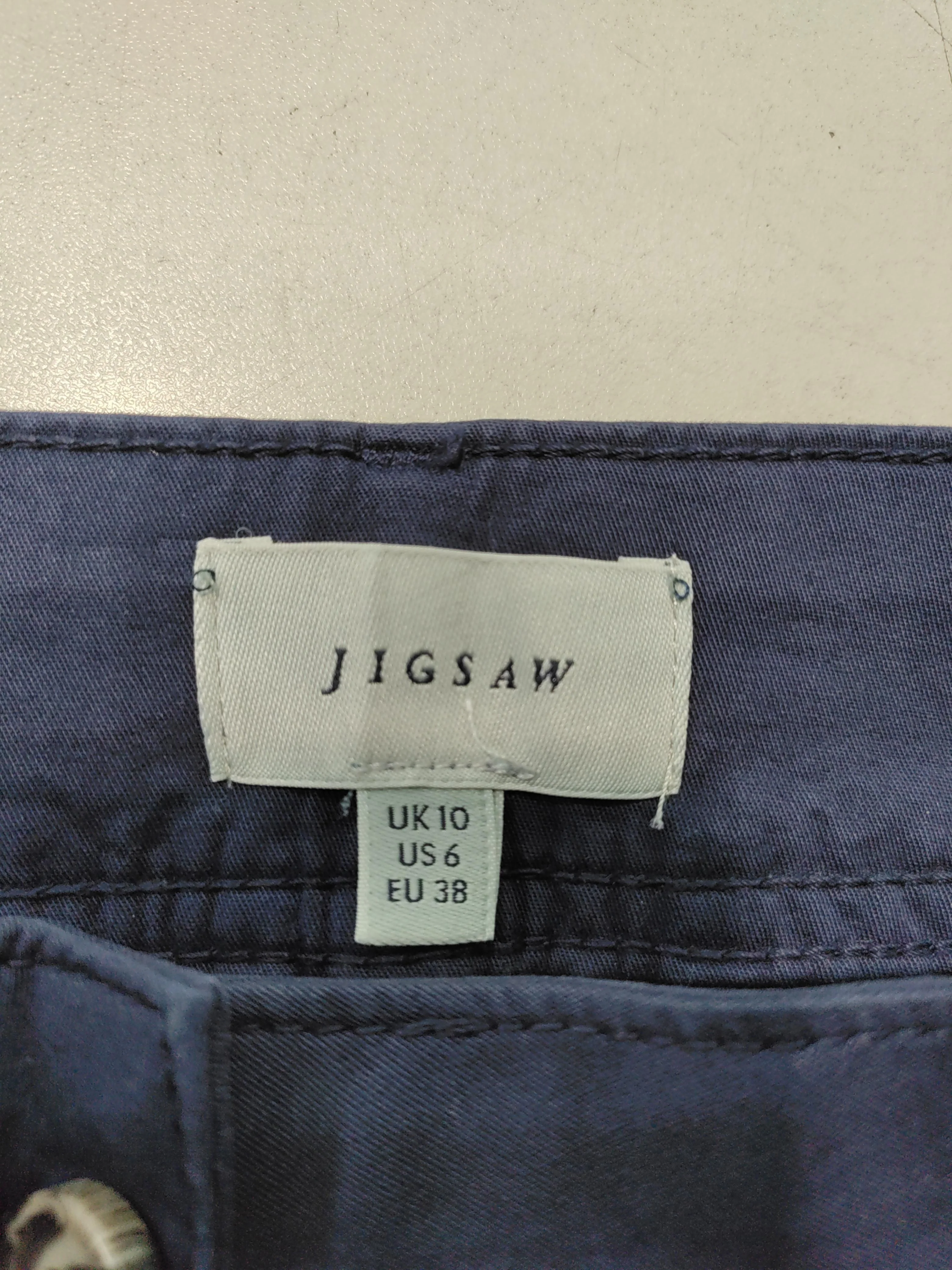 Jigsaw Women's Trousers UK 10 Blue Cotton with Elastane Wide-Leg Cropped - Image 5