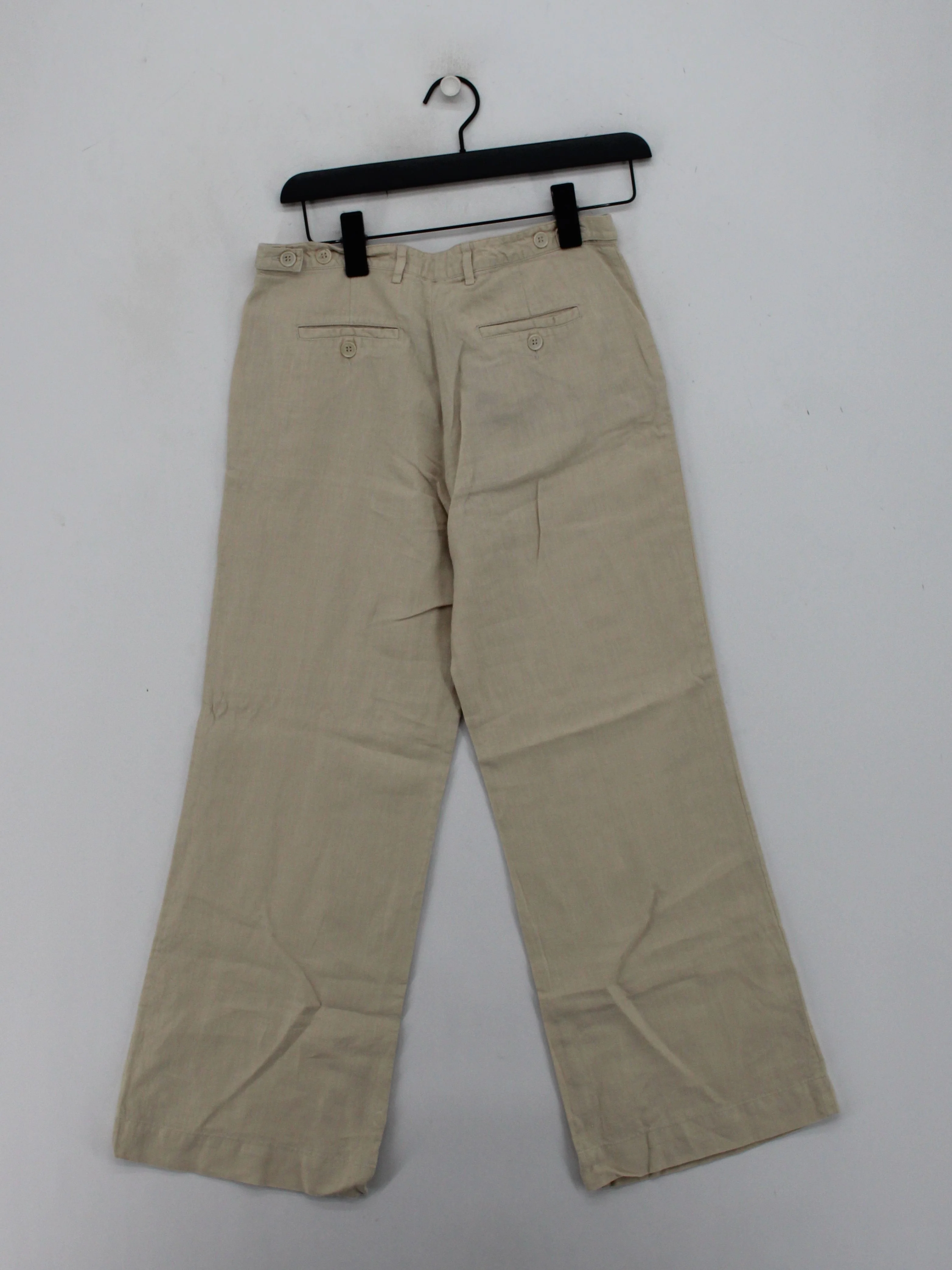 Jigsaw Women's Trousers UK 10 Cream Linen with Cotton Wide-Leg Chino - Image 2