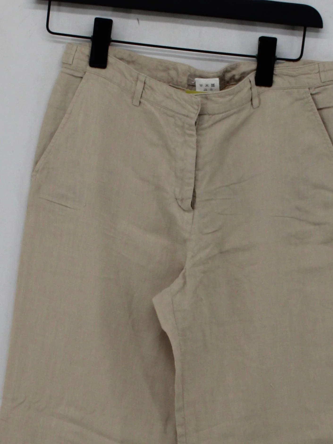 Jigsaw Women's Trousers UK 10 Cream Linen with Cotton Wide-Leg Chino - Image 3