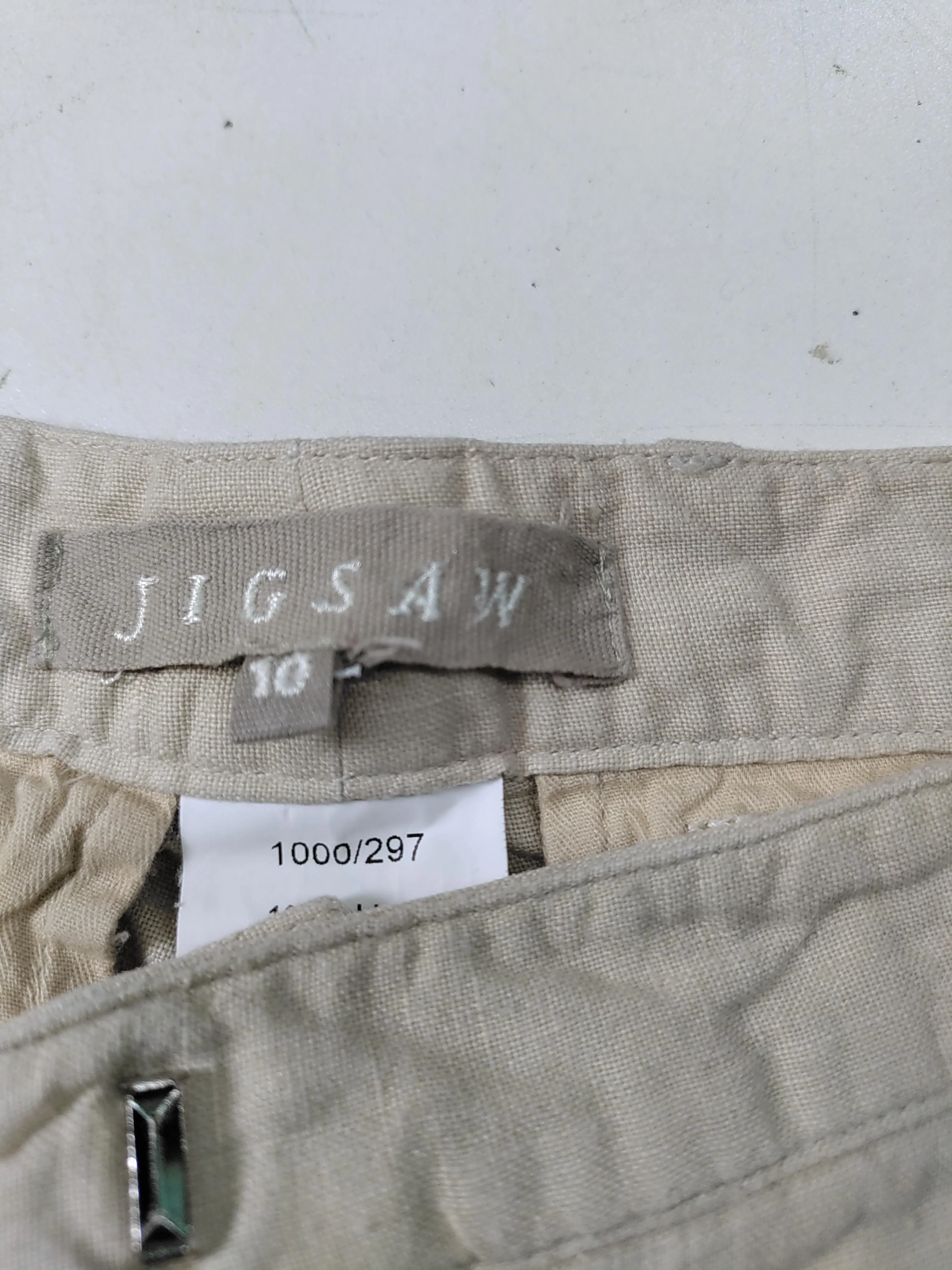 Jigsaw Women's Trousers UK 10 Cream Linen with Cotton Wide-Leg Chino - Image 5