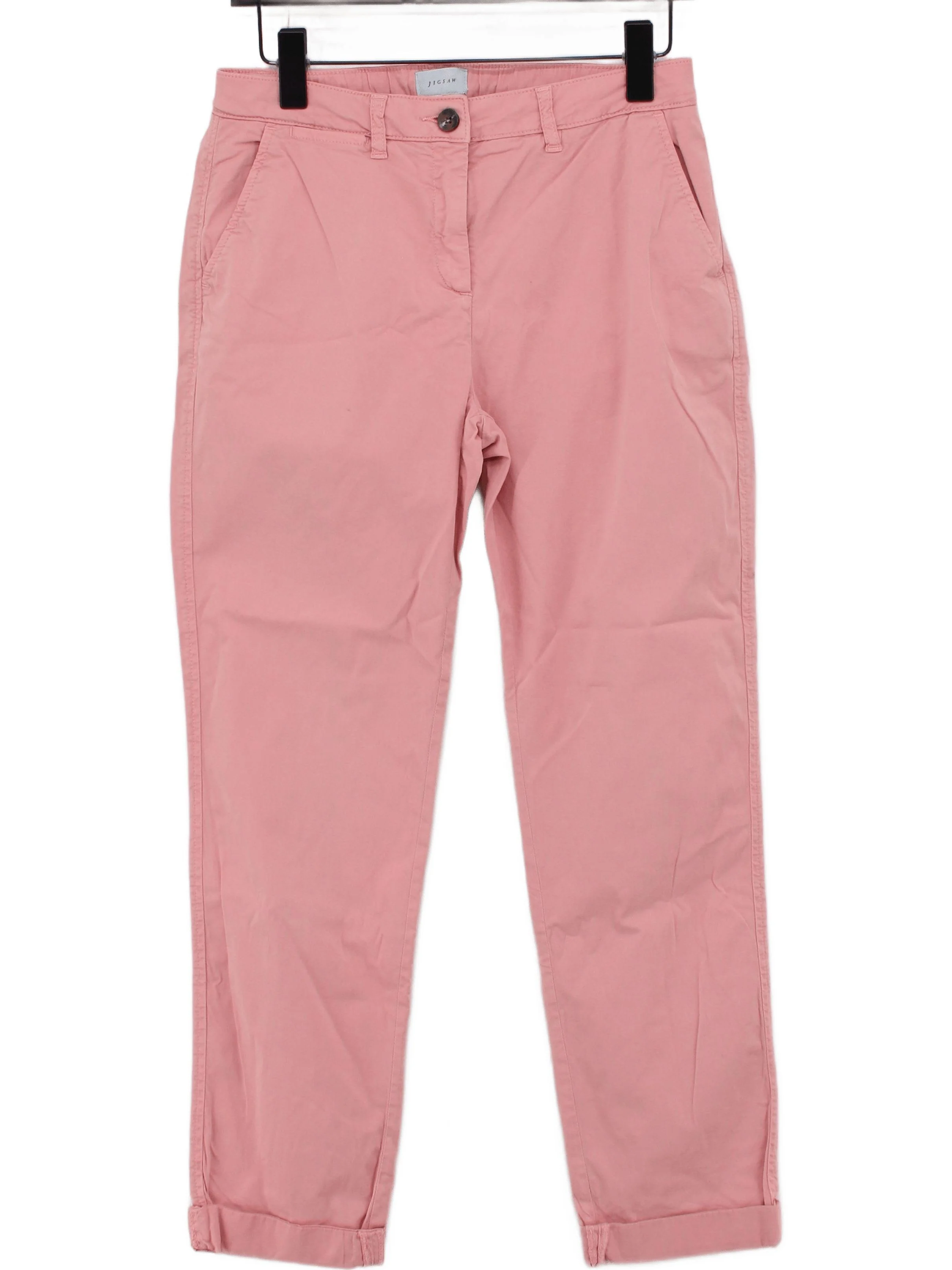 Jigsaw Women's Trousers UK 10 Pink Cotton with Elastane Tapered Chino