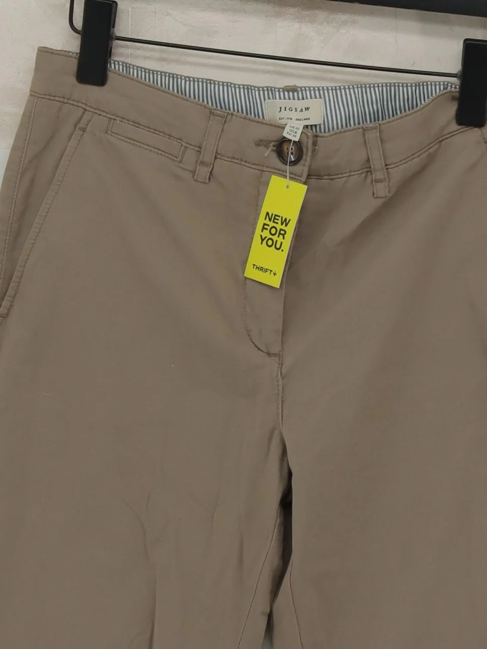 Jigsaw Women's Trousers UK 10 Tan Cotton with Elastane, Polyester Straight Chino - Image 3