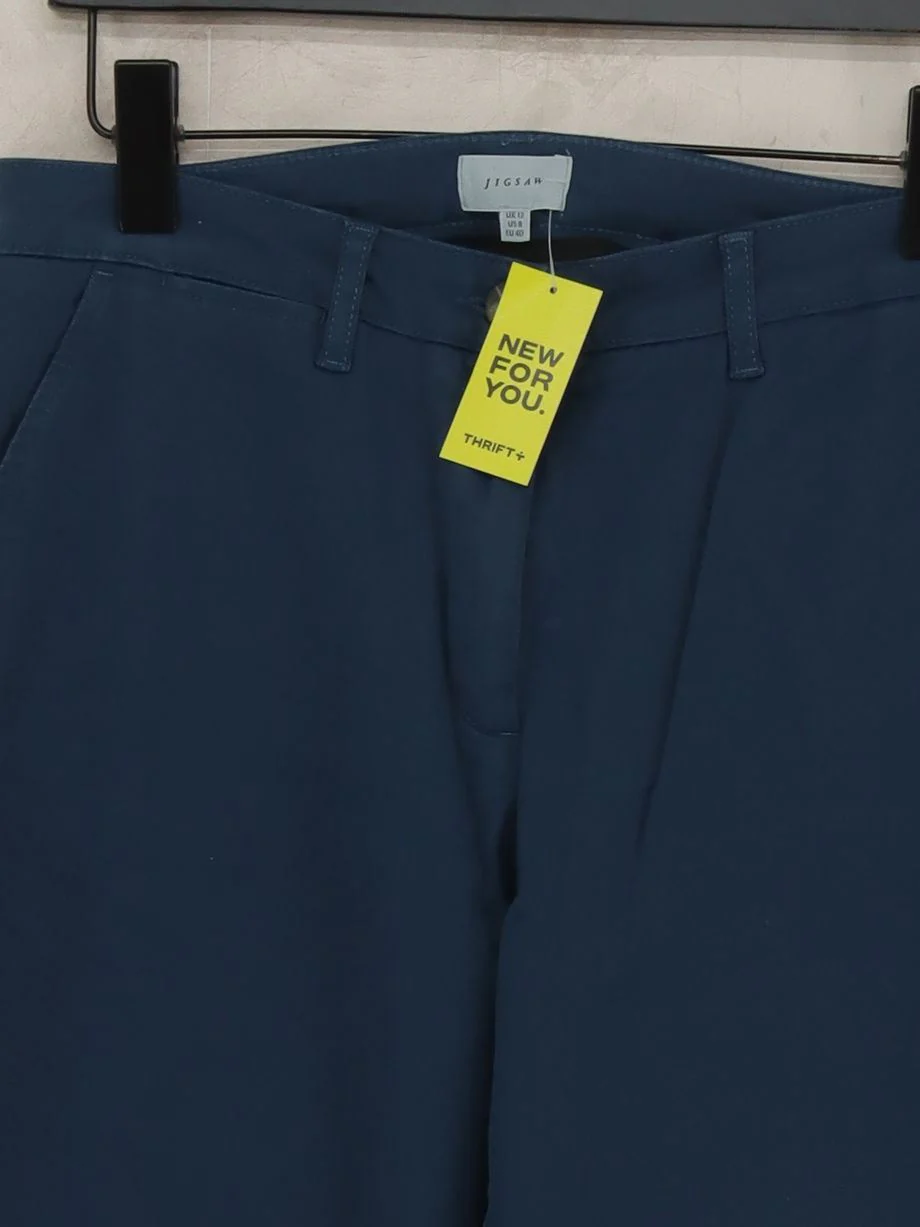 Jigsaw Women's Trousers UK 12 Blue Cotton with Elastane Straight Chino - Image 3