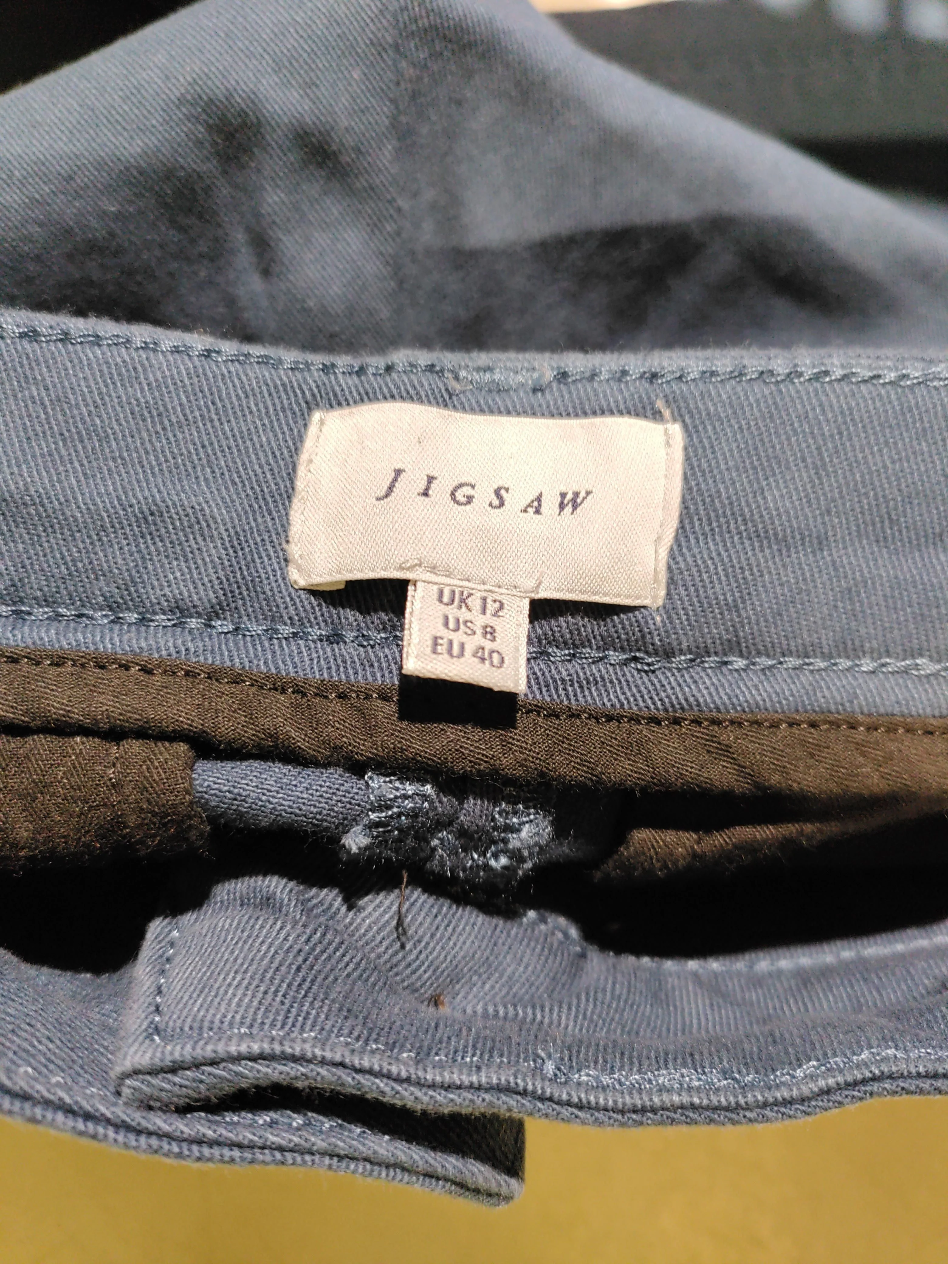 Jigsaw Women's Trousers UK 12 Blue Cotton with Elastane Straight Chino - Image 5