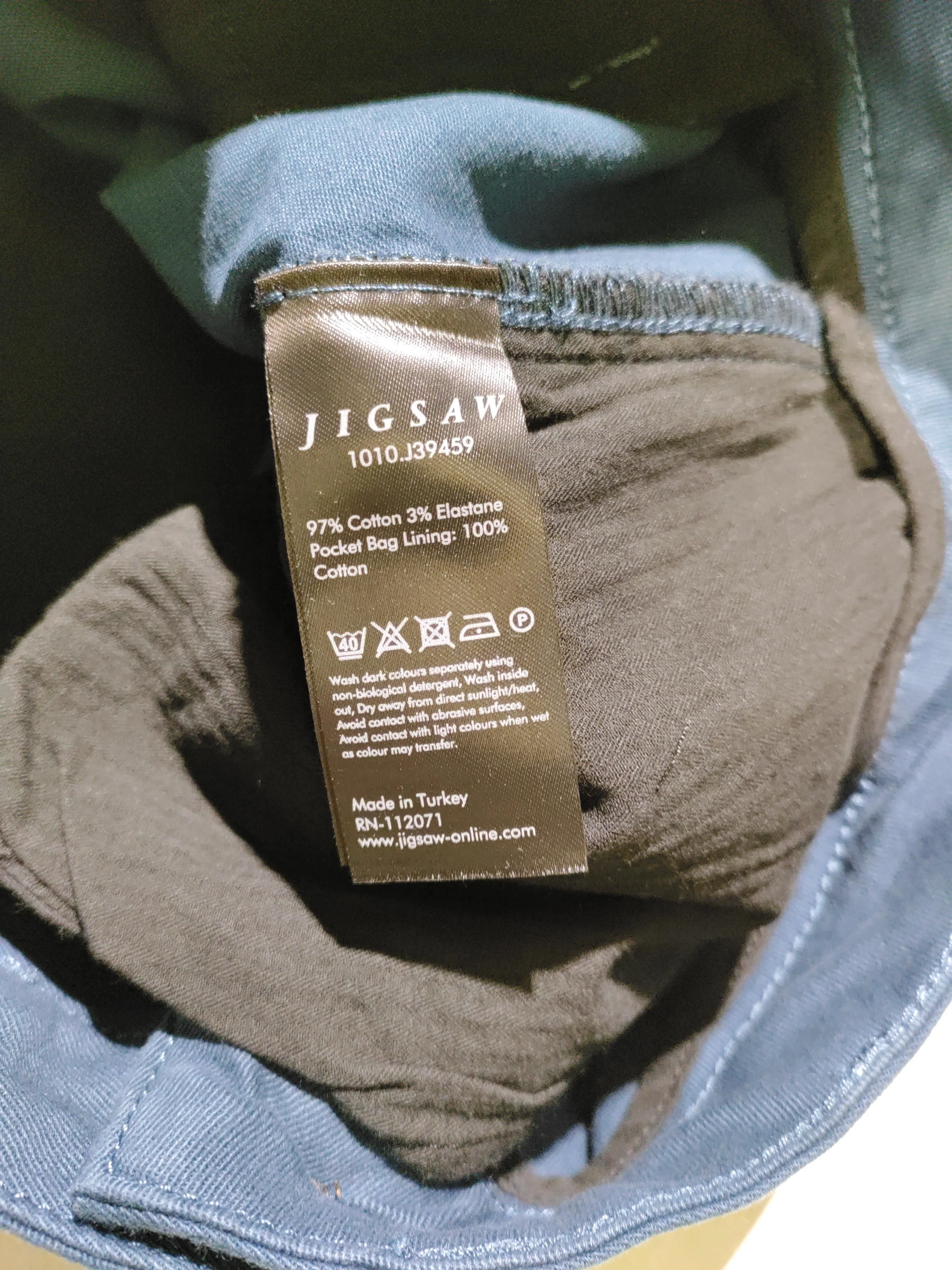 Jigsaw Women's Trousers UK 12 Blue Cotton with Elastane Straight Chino - Image 6
