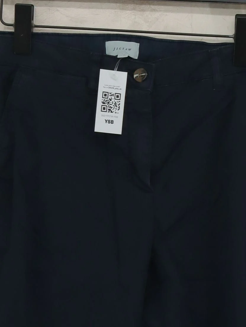 Jigsaw Women's Trousers UK 12 Blue Cotton with Elastane Straight Chino - Image 3