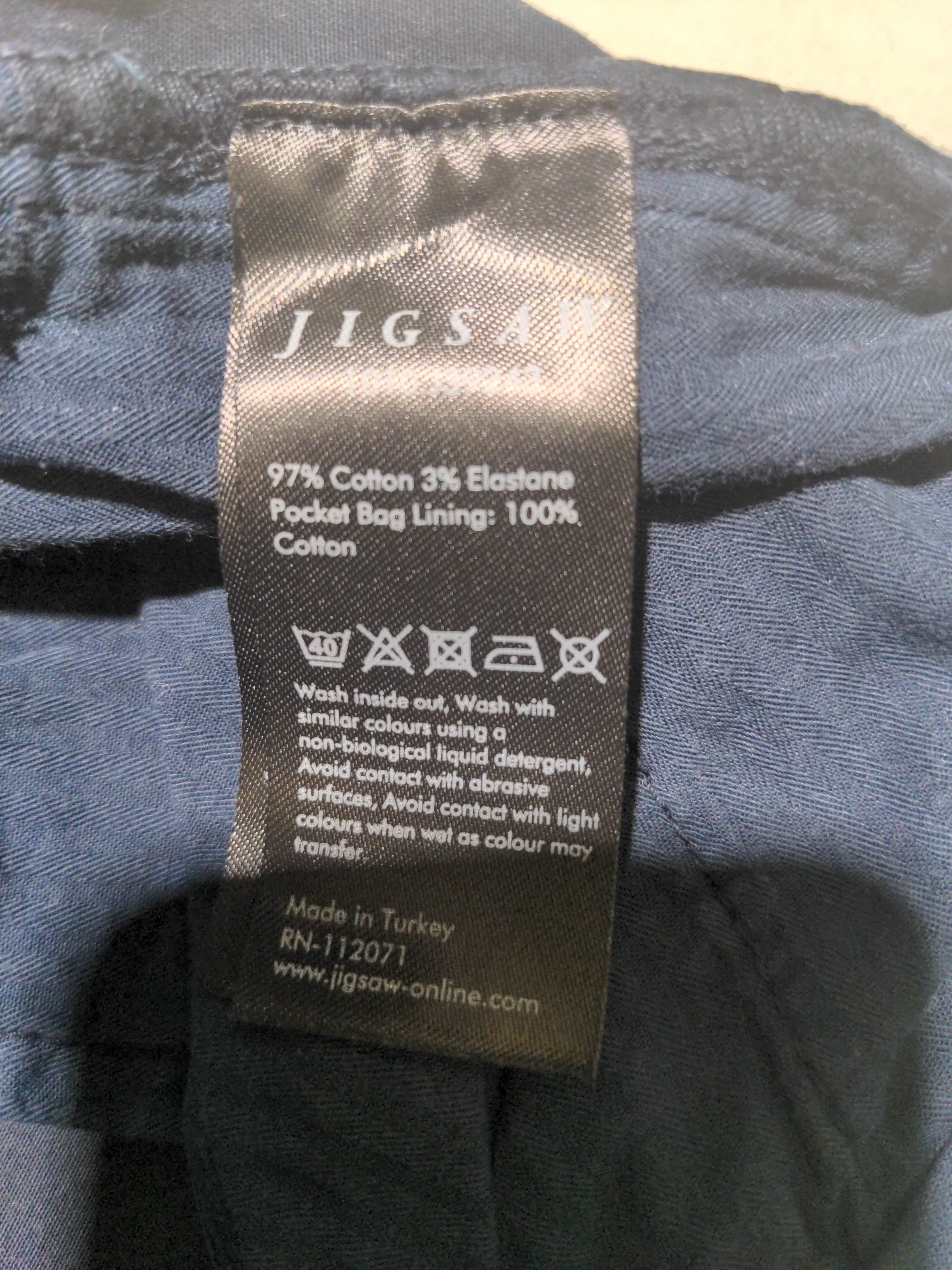 Jigsaw Women's Trousers UK 12 Blue Cotton with Elastane Straight Chino - Image 6