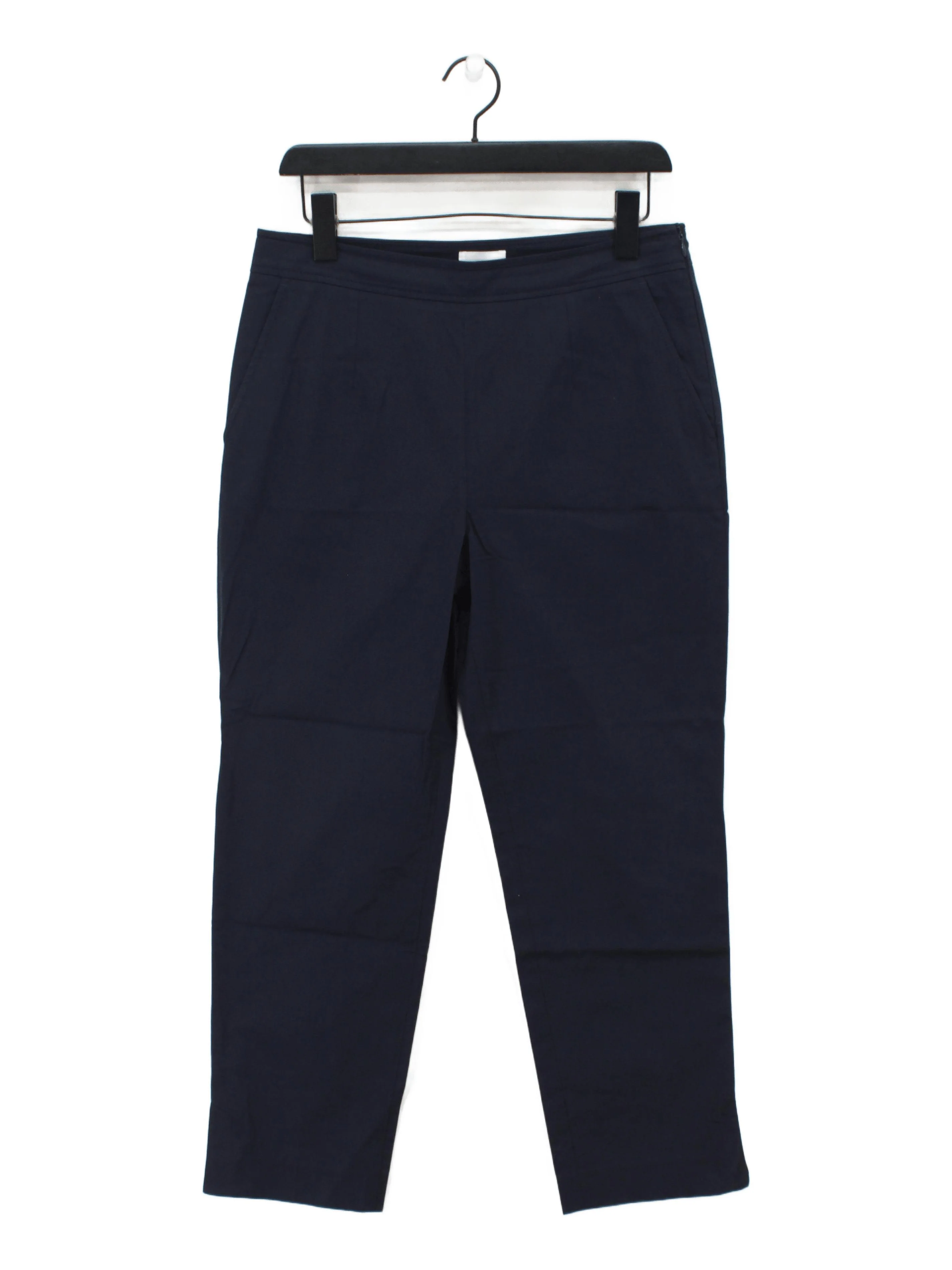 Jigsaw Women's Trousers UK 12 Blue Cotton with Viscose, Elastane Tapered Chino