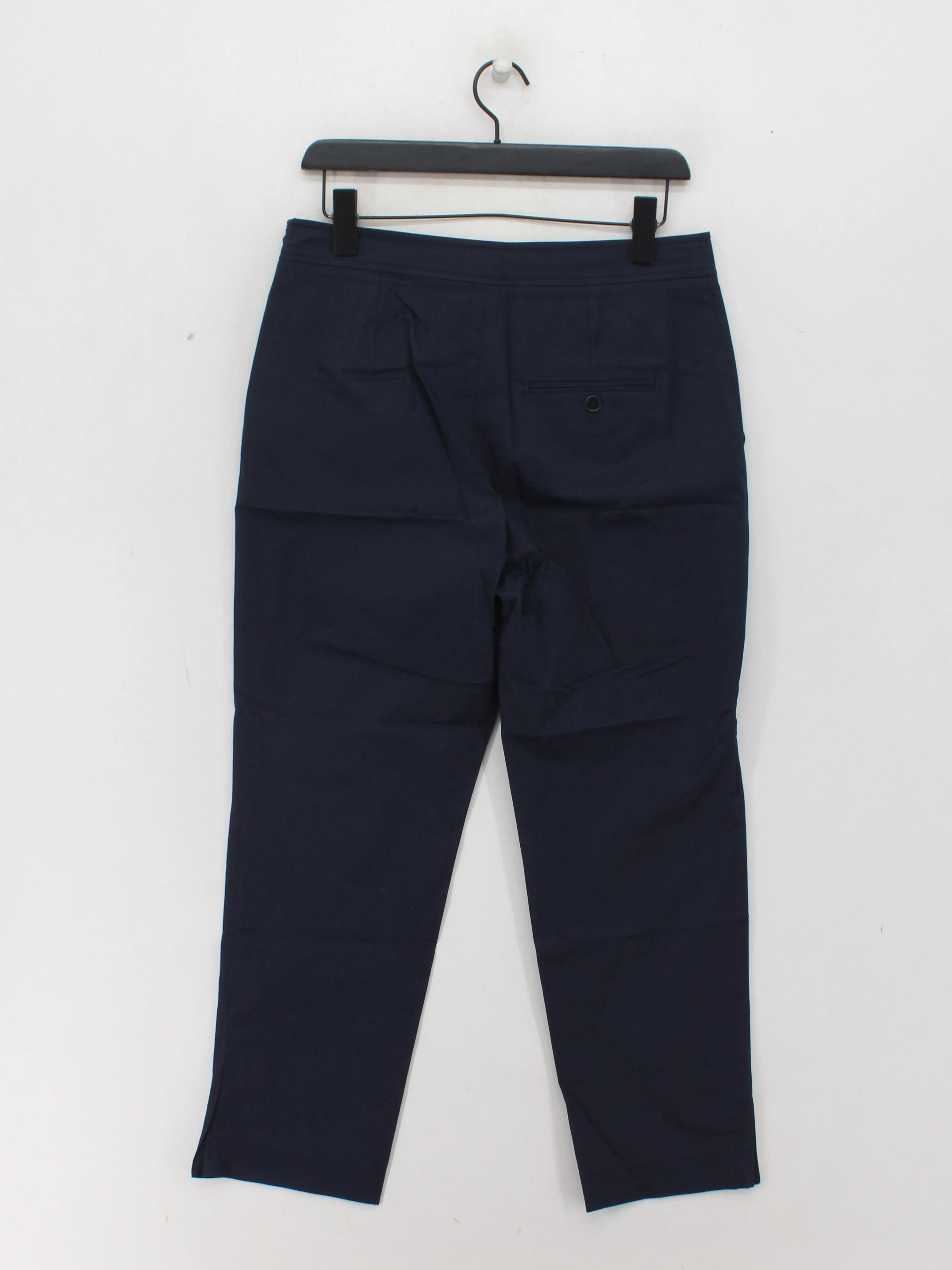 Jigsaw Women's Trousers UK 12 Blue Cotton with Viscose, Elastane Tapered Chino - Image 2