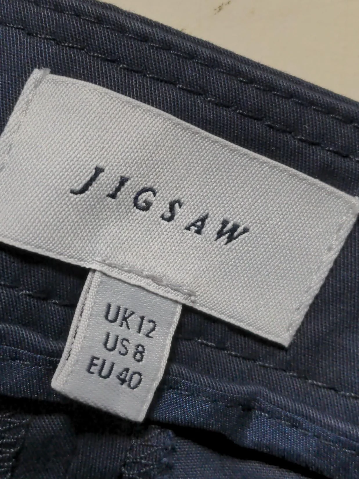 Jigsaw Women's Trousers UK 12 Blue Cotton with Viscose, Elastane Tapered Chino - Image 5