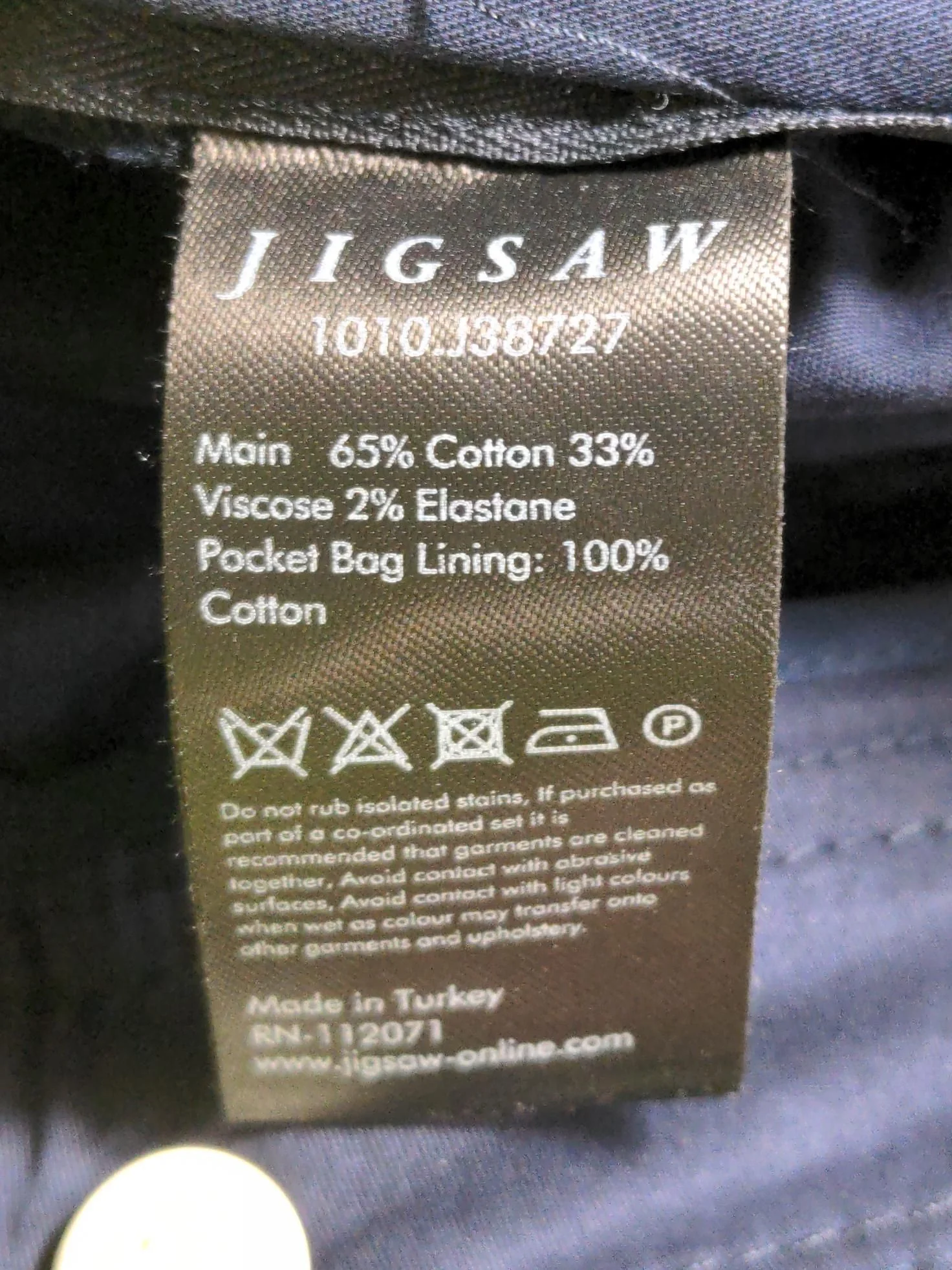 Jigsaw Women's Trousers UK 12 Blue Cotton with Viscose, Elastane Tapered Chino - Image 6