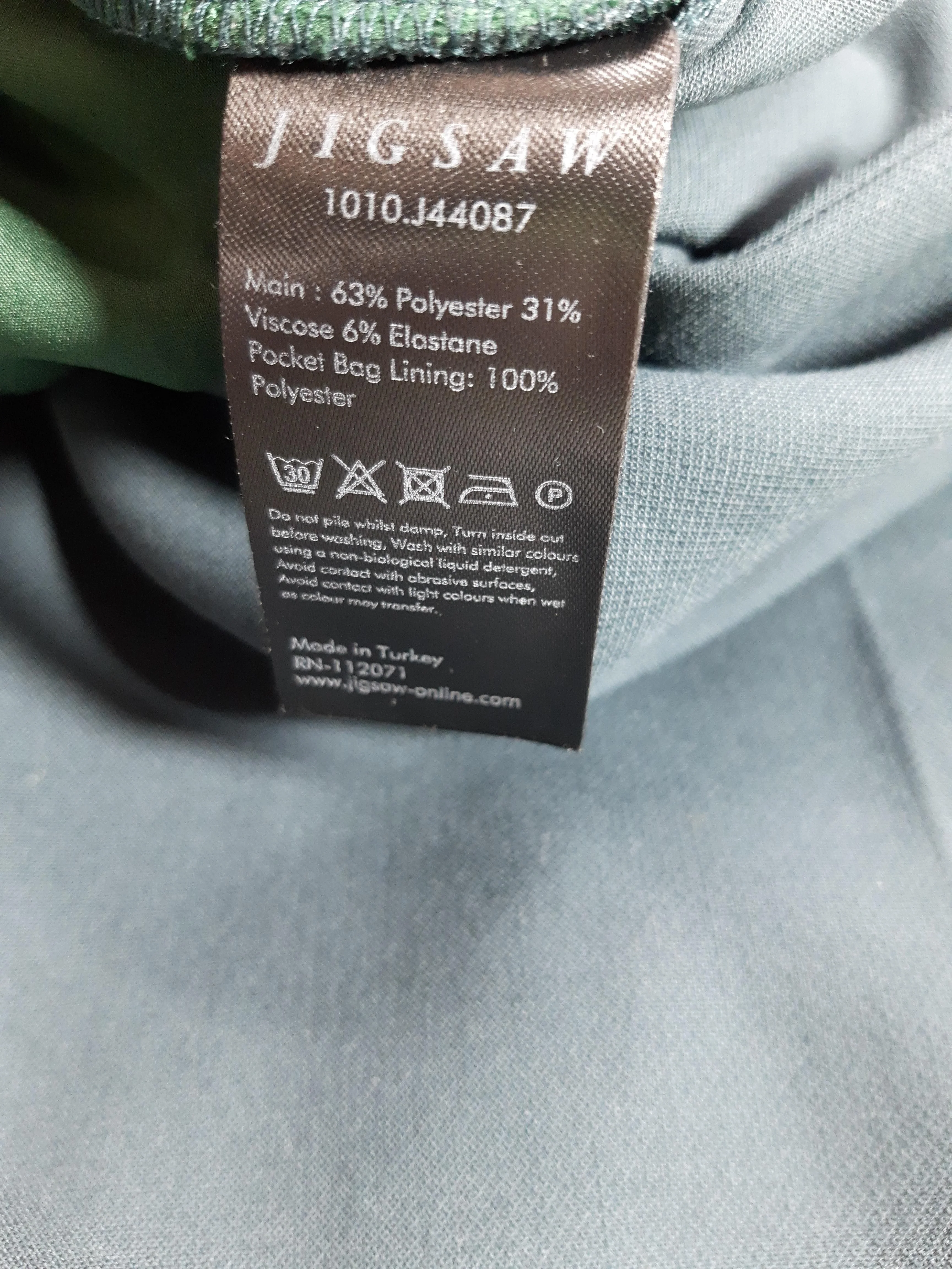 Jigsaw Women's Trousers UK 12 Green Polyester with Viscose, Elastane Cropped - Image 7