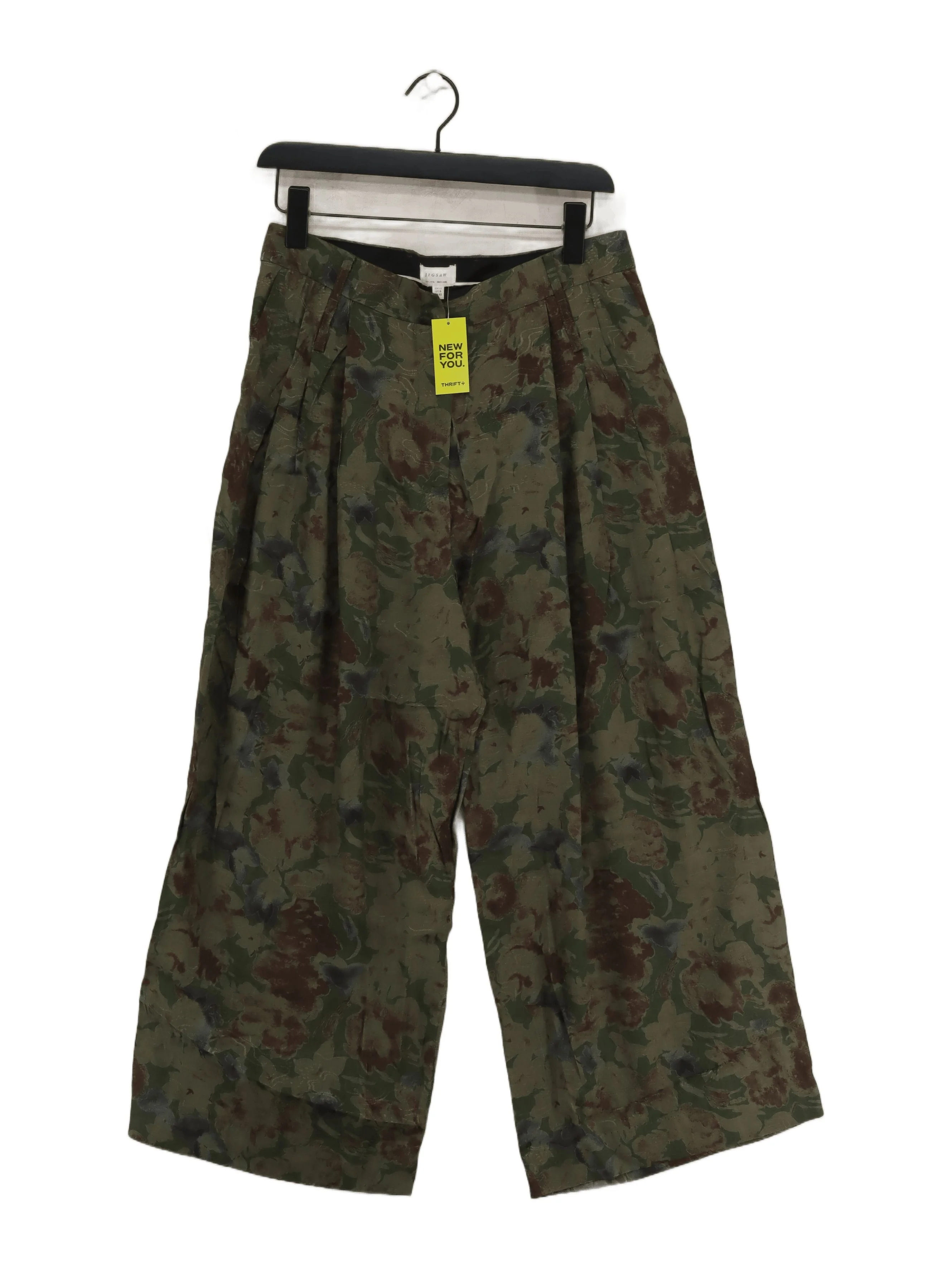 Jigsaw Women's Trousers UK 12 Green Viscose with Polyester, Cotton Cropped