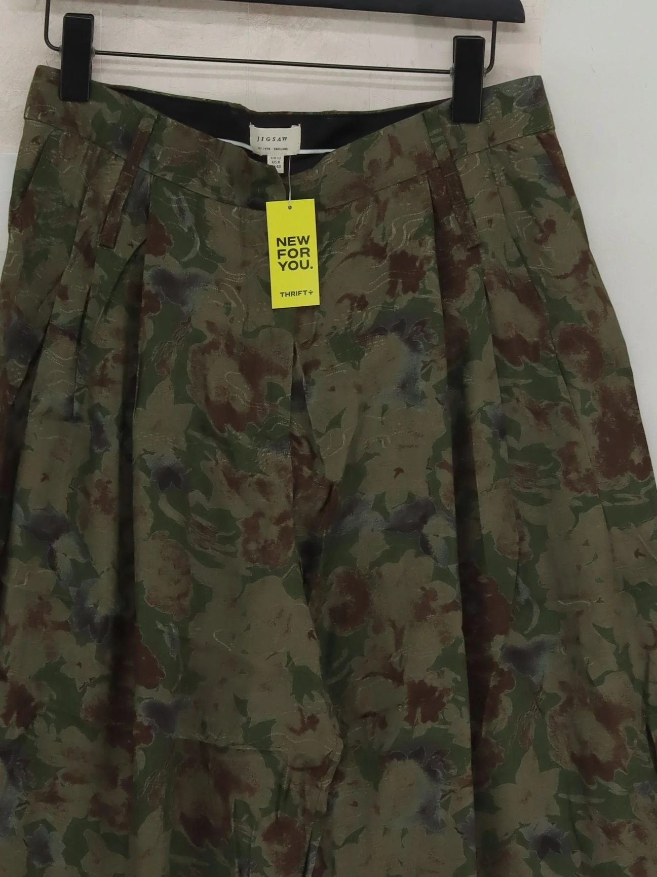 Jigsaw Women's Trousers UK 12 Green Viscose with Polyester, Cotton Cropped - Image 3