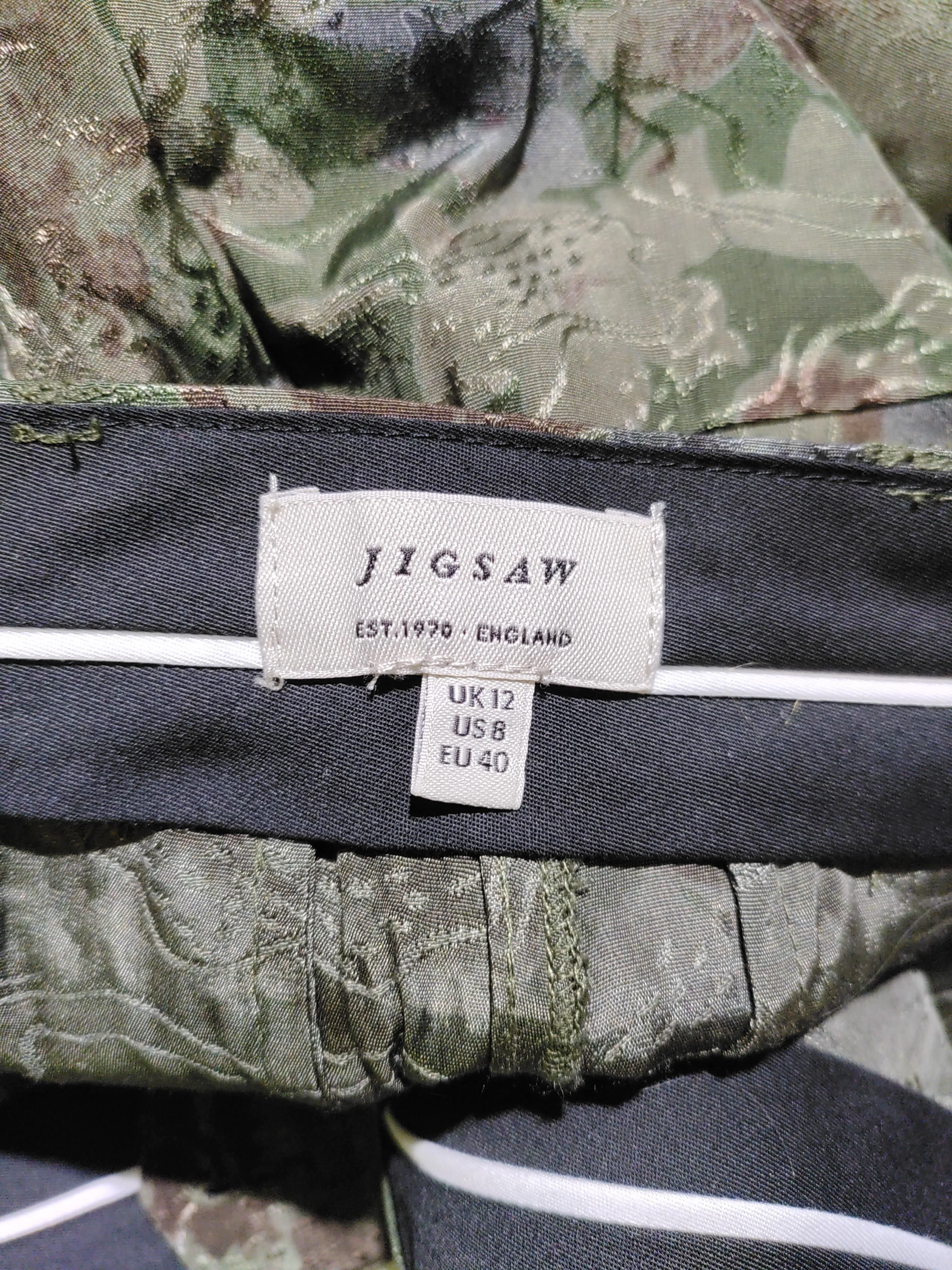 Jigsaw Women's Trousers UK 12 Green Viscose with Polyester, Cotton Cropped - Image 5