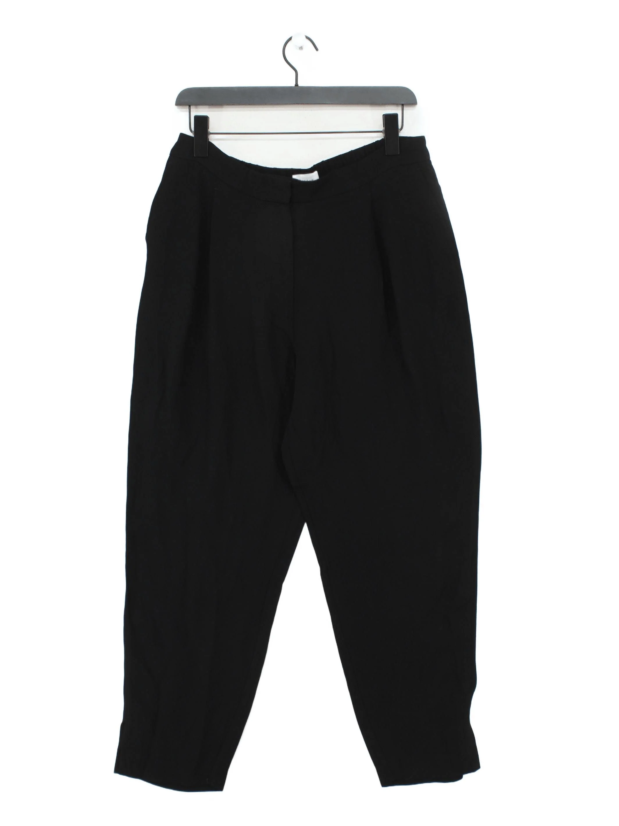 Jigsaw Women's Trousers UK 14 Black Viscose with Polyester Tapered Cropped