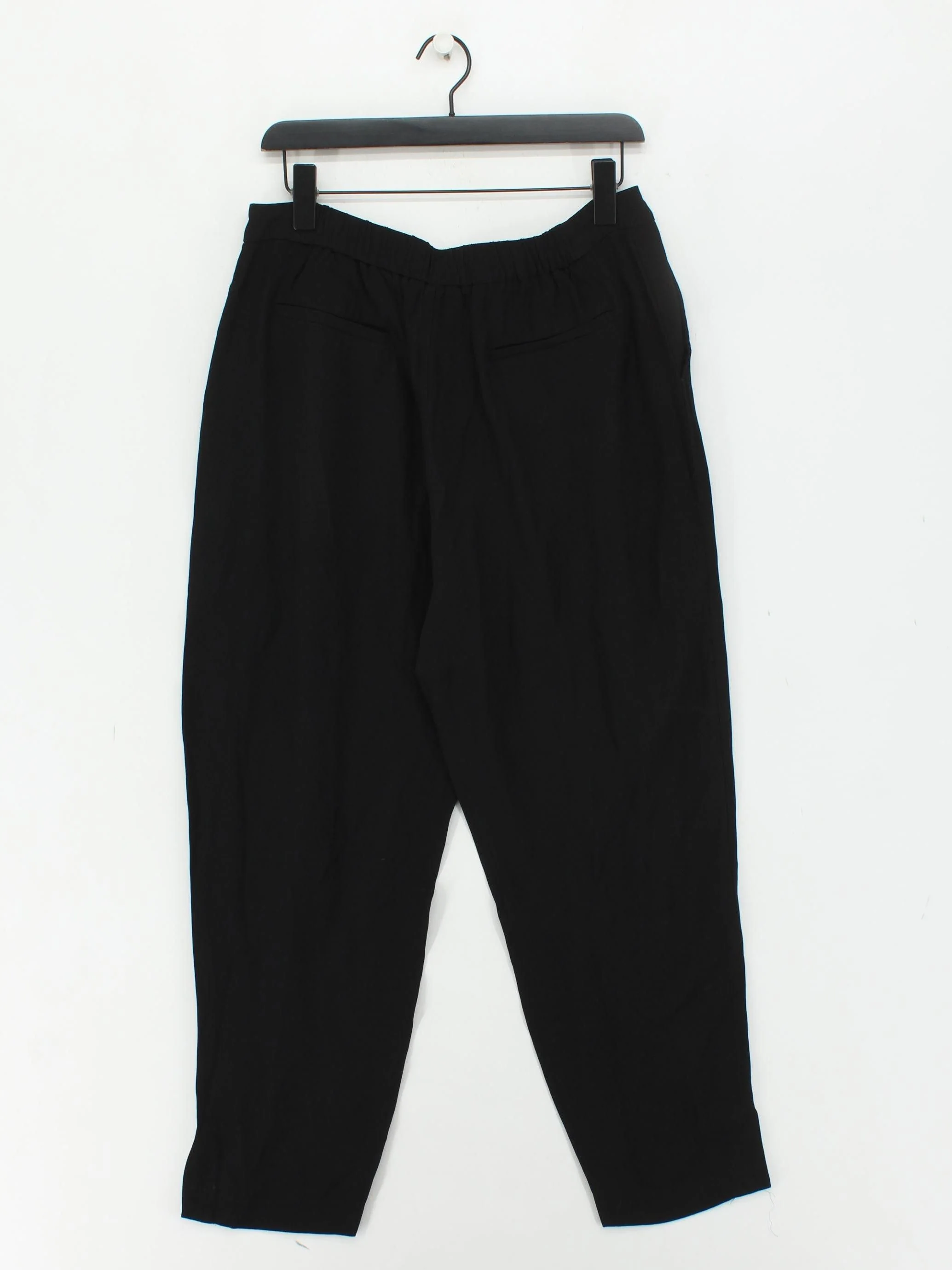 Jigsaw Women's Trousers UK 14 Black Viscose with Polyester Tapered Cropped - Image 2