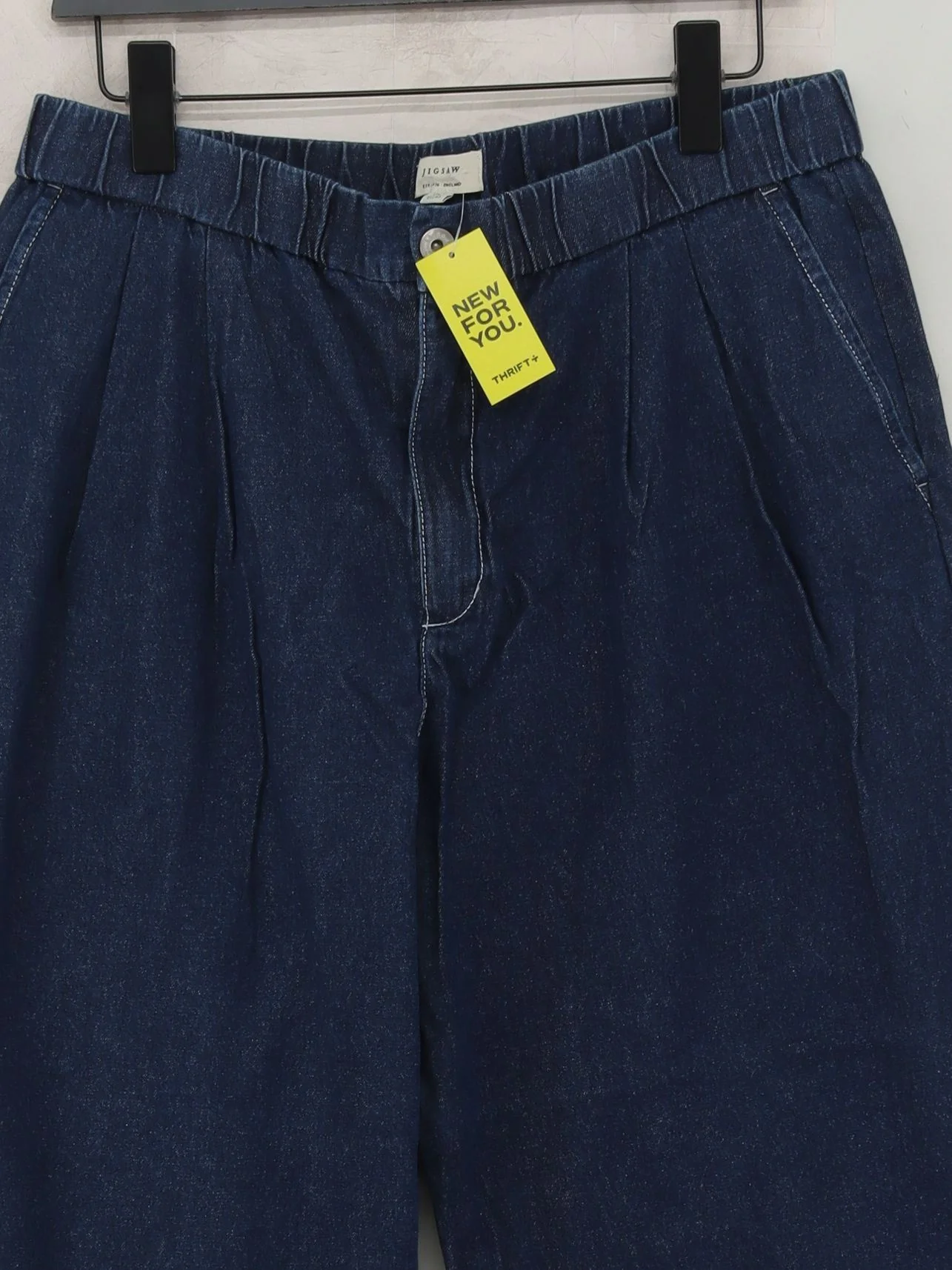 Jigsaw Women's Trousers UK 14 Blue 100% Cotton Wide-Leg Cropped - Image 3