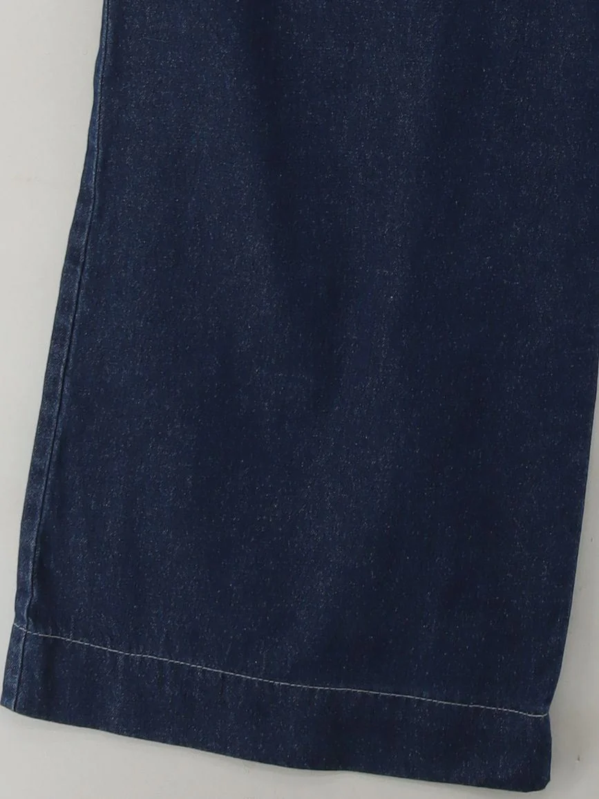 Jigsaw Women's Trousers UK 14 Blue 100% Cotton Wide-Leg Cropped - Image 4