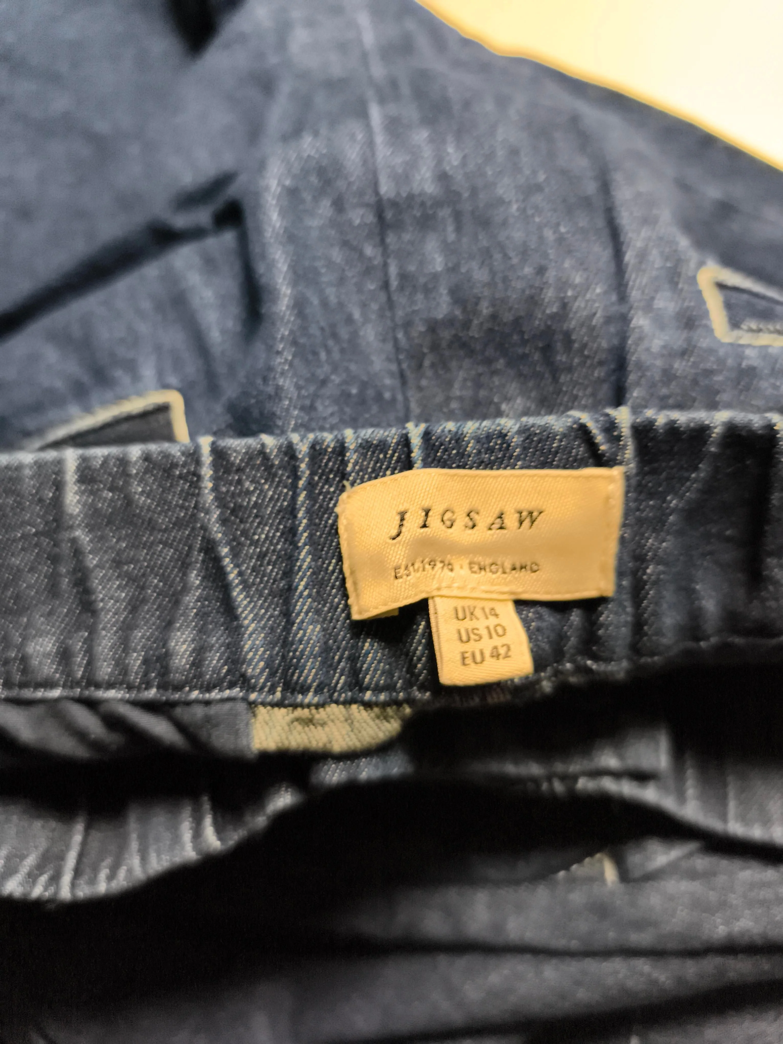 Jigsaw Women's Trousers UK 14 Blue 100% Cotton Wide-Leg Cropped - Image 5