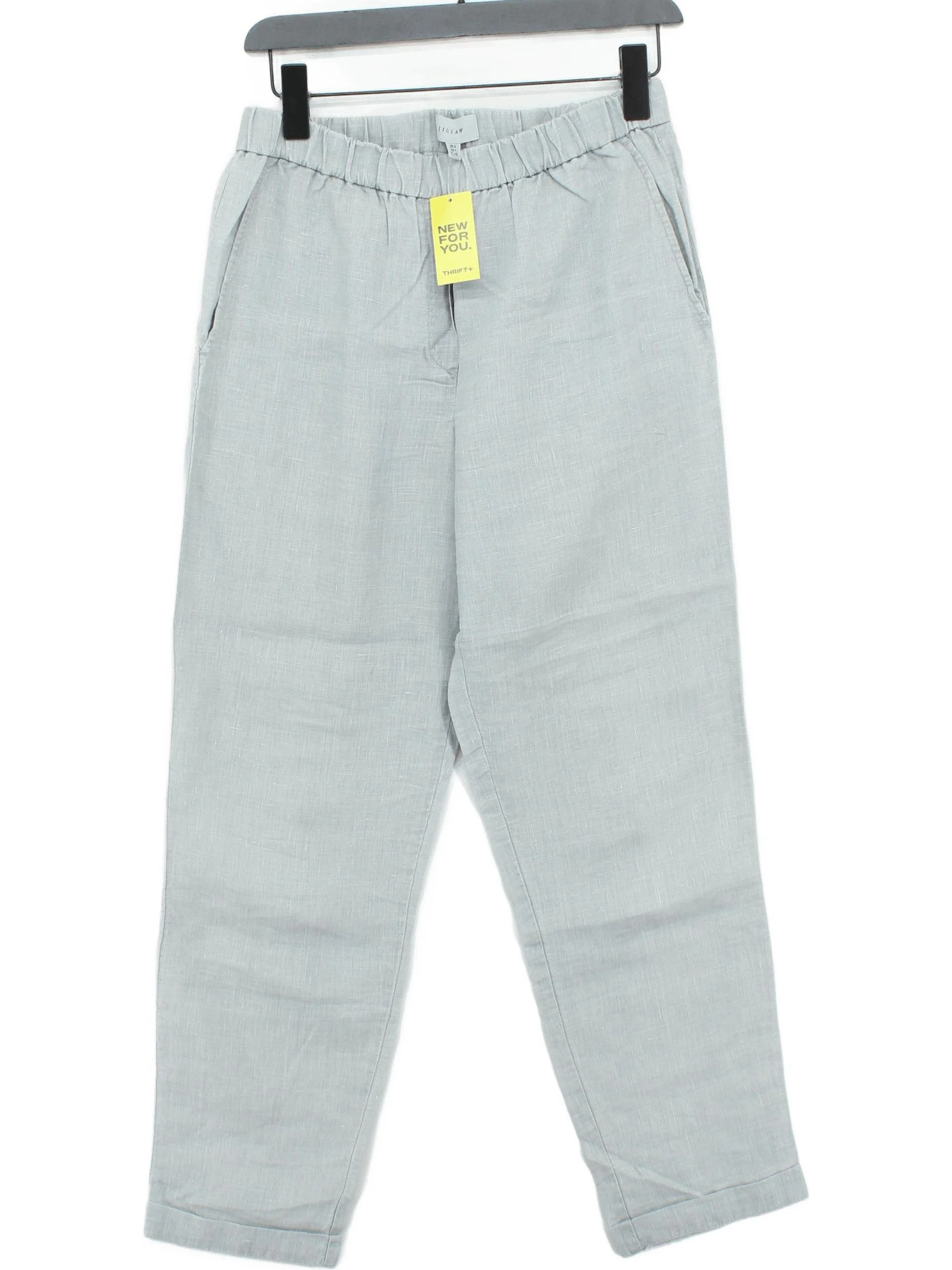 Jigsaw Women's Trousers UK 6 Grey 100% Linen Tapered Cropped