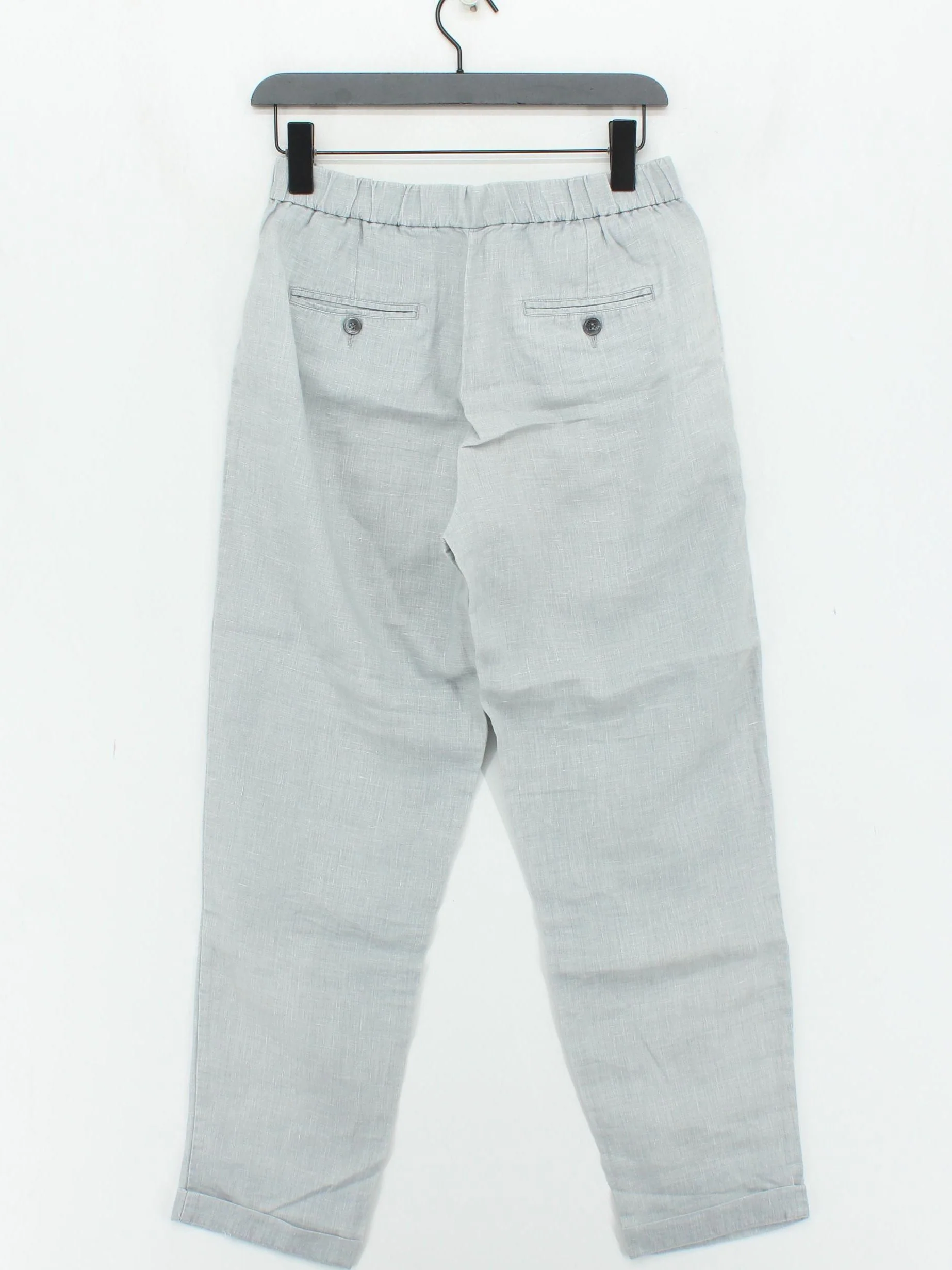 Jigsaw Women's Trousers UK 6 Grey 100% Linen Tapered Cropped - Image 2