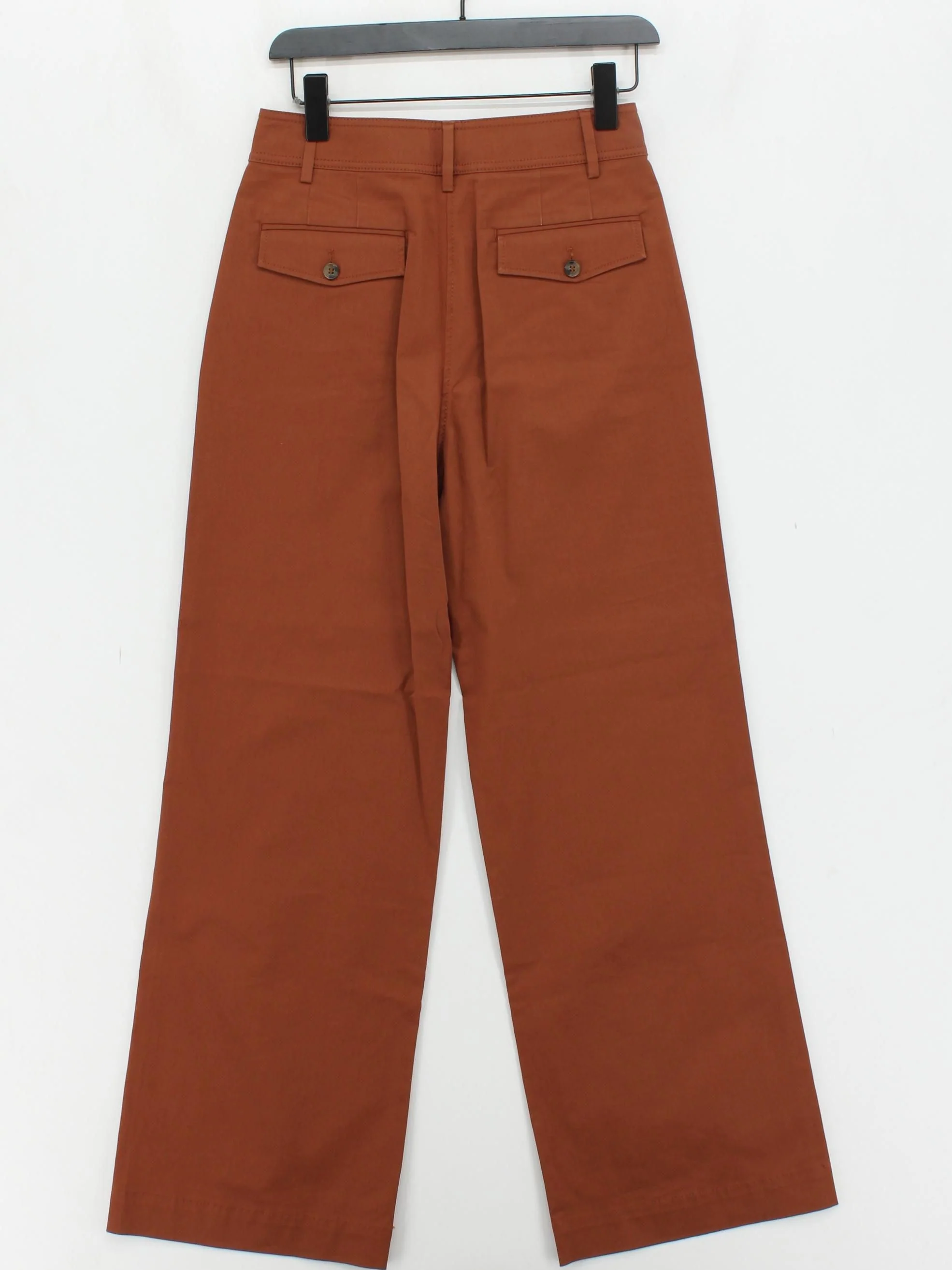 Jigsaw Women's Trousers UK 8 Tan 100% Cotton Wide-Leg Chino - Image 2