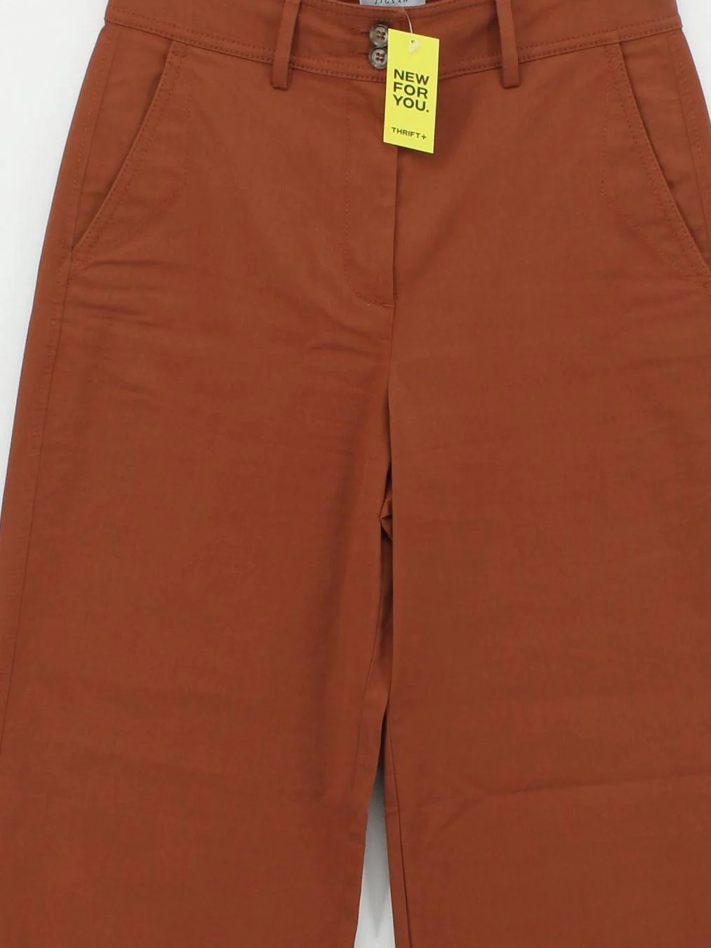 Jigsaw Women's Trousers UK 8 Tan 100% Cotton Wide-Leg Chino - Image 3