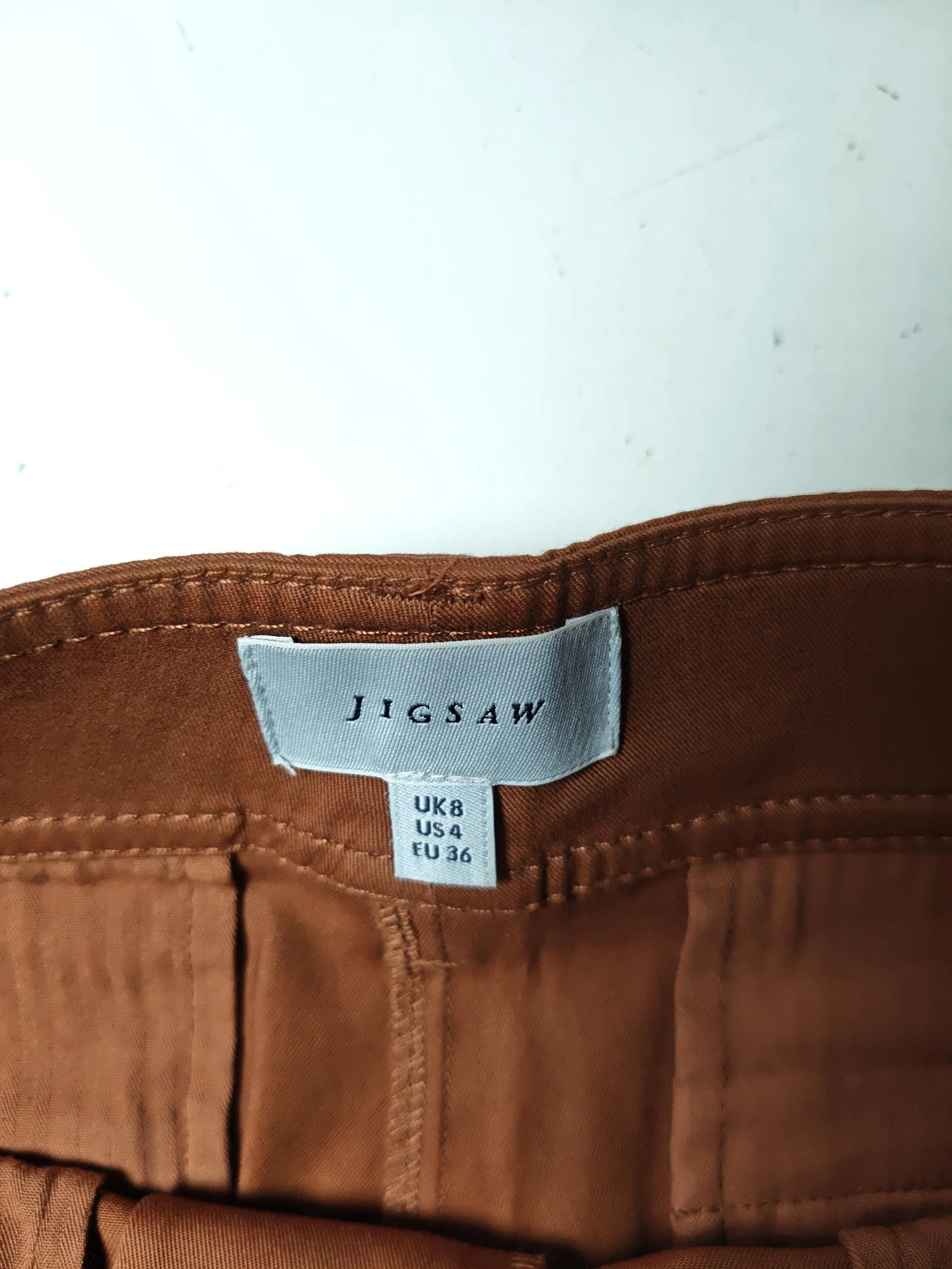 Jigsaw Women's Trousers UK 8 Tan 100% Cotton Wide-Leg Chino - Image 5