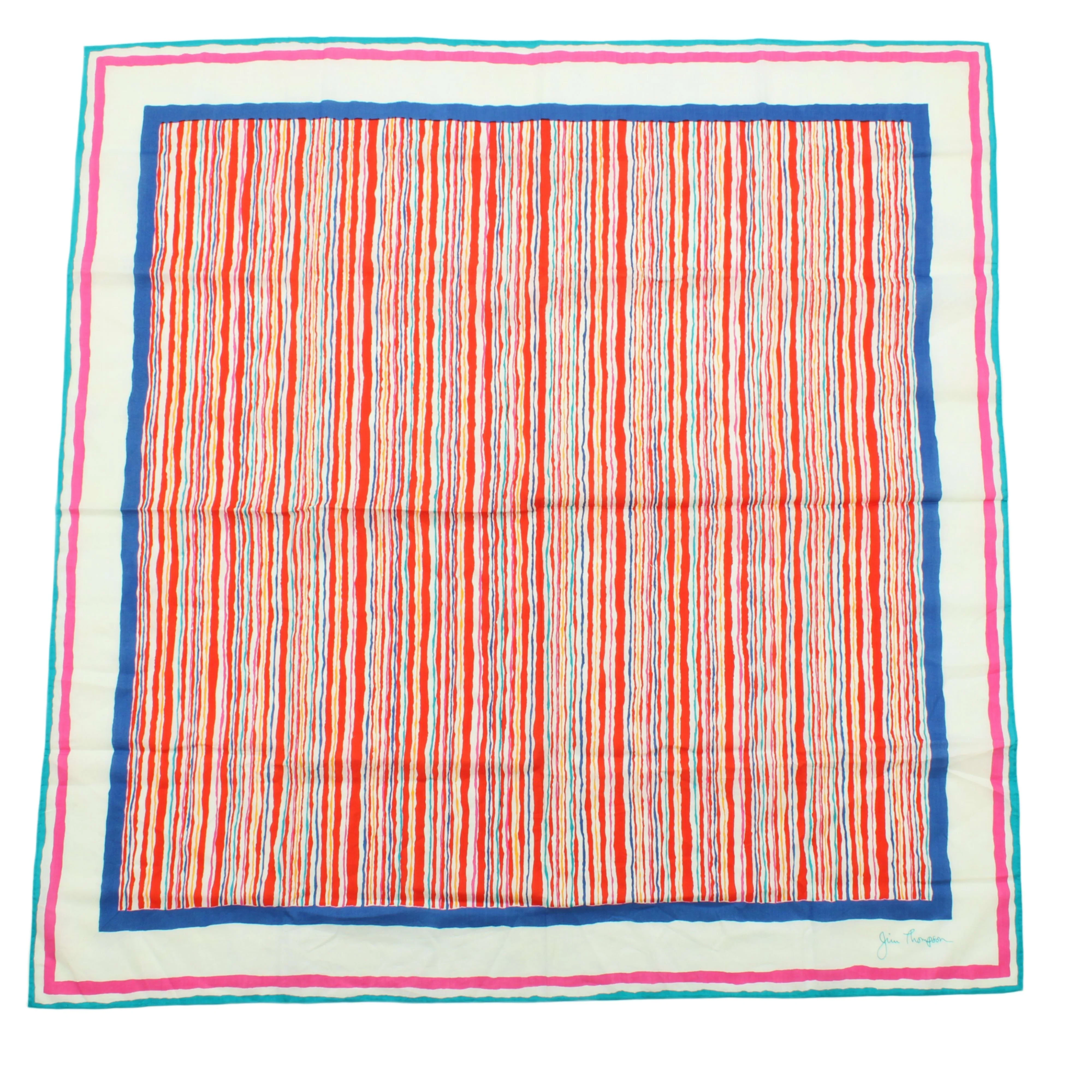 Jim Thompson Women's Scarf Multi Striped 100% Silk Rectangle Scarf