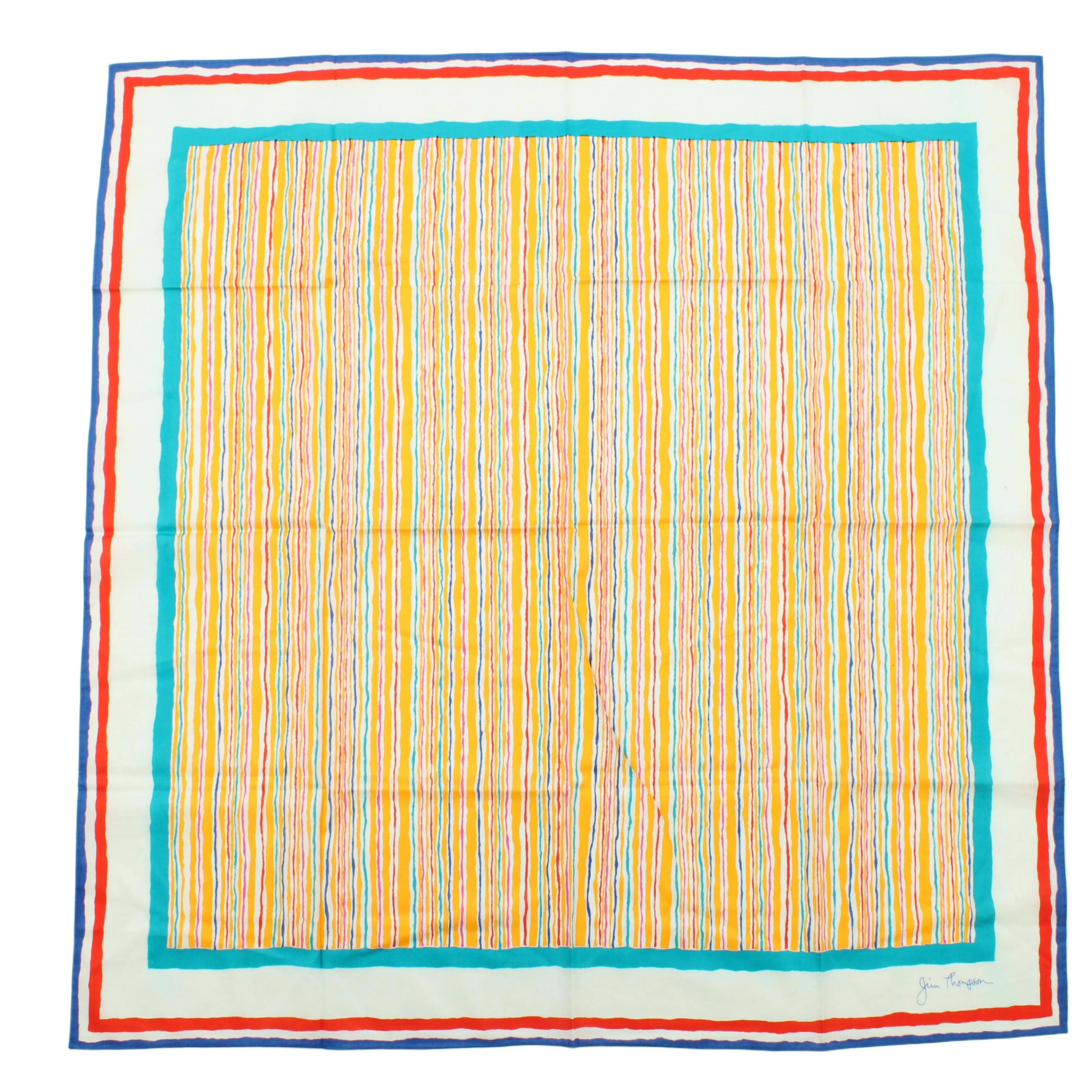 Jim Thompson Women's Scarf Multi Striped 100% Silk Rectangle Scarf