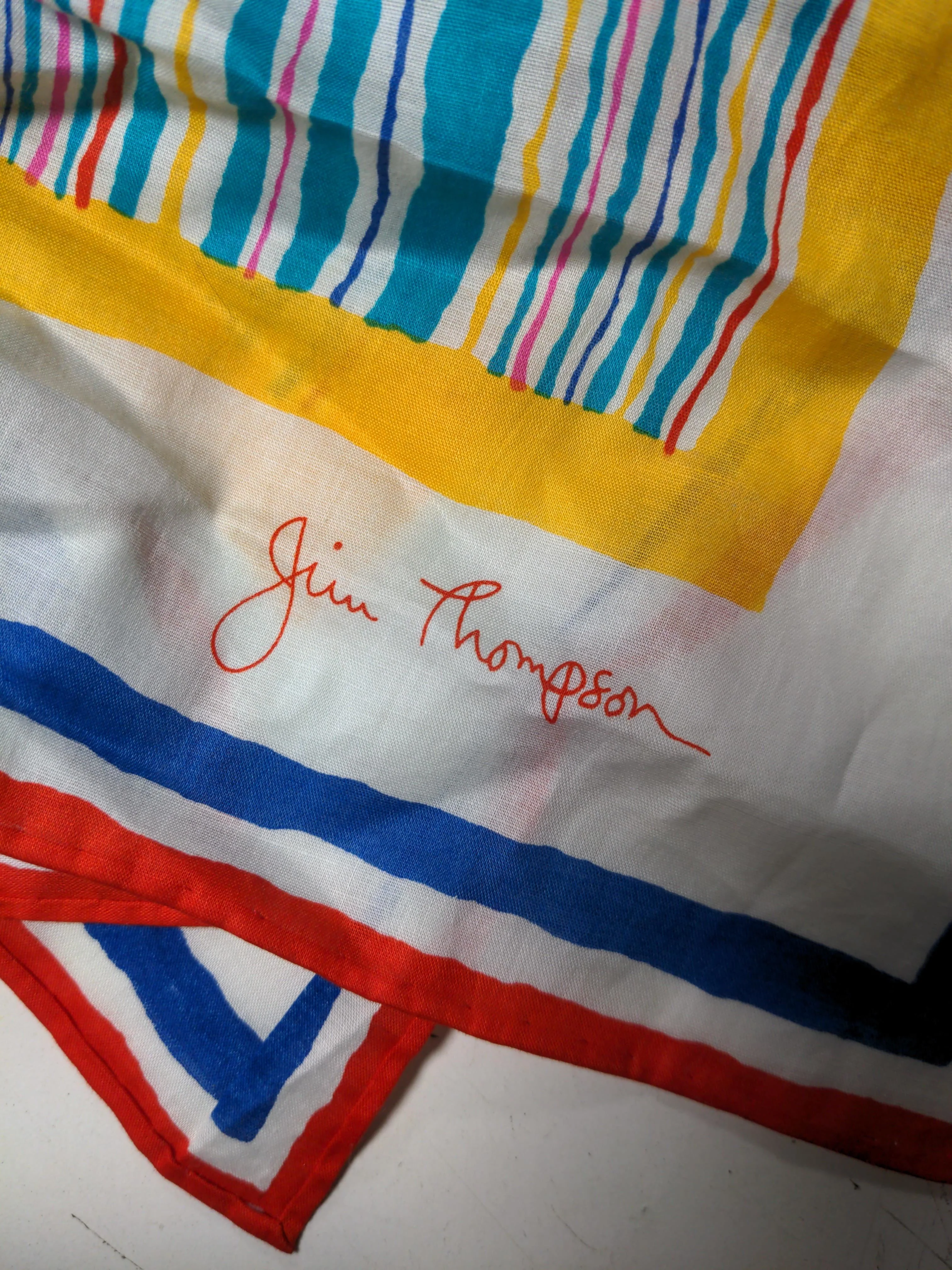 Jim Thompson Women's Scarf Multi Striped 100% Silk Rectangle Scarf - Image 5